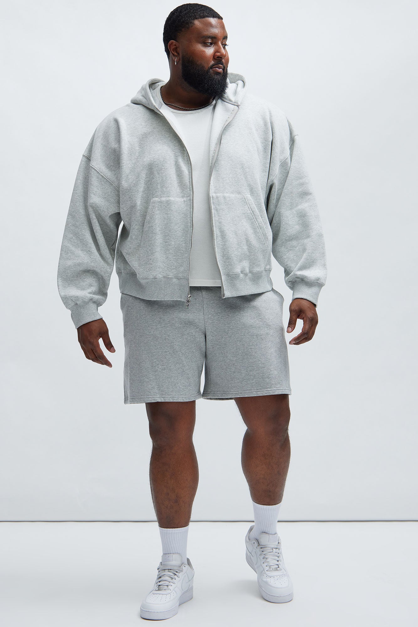 Tyson Oversized Heavyweight Zip Up - Heather Grey