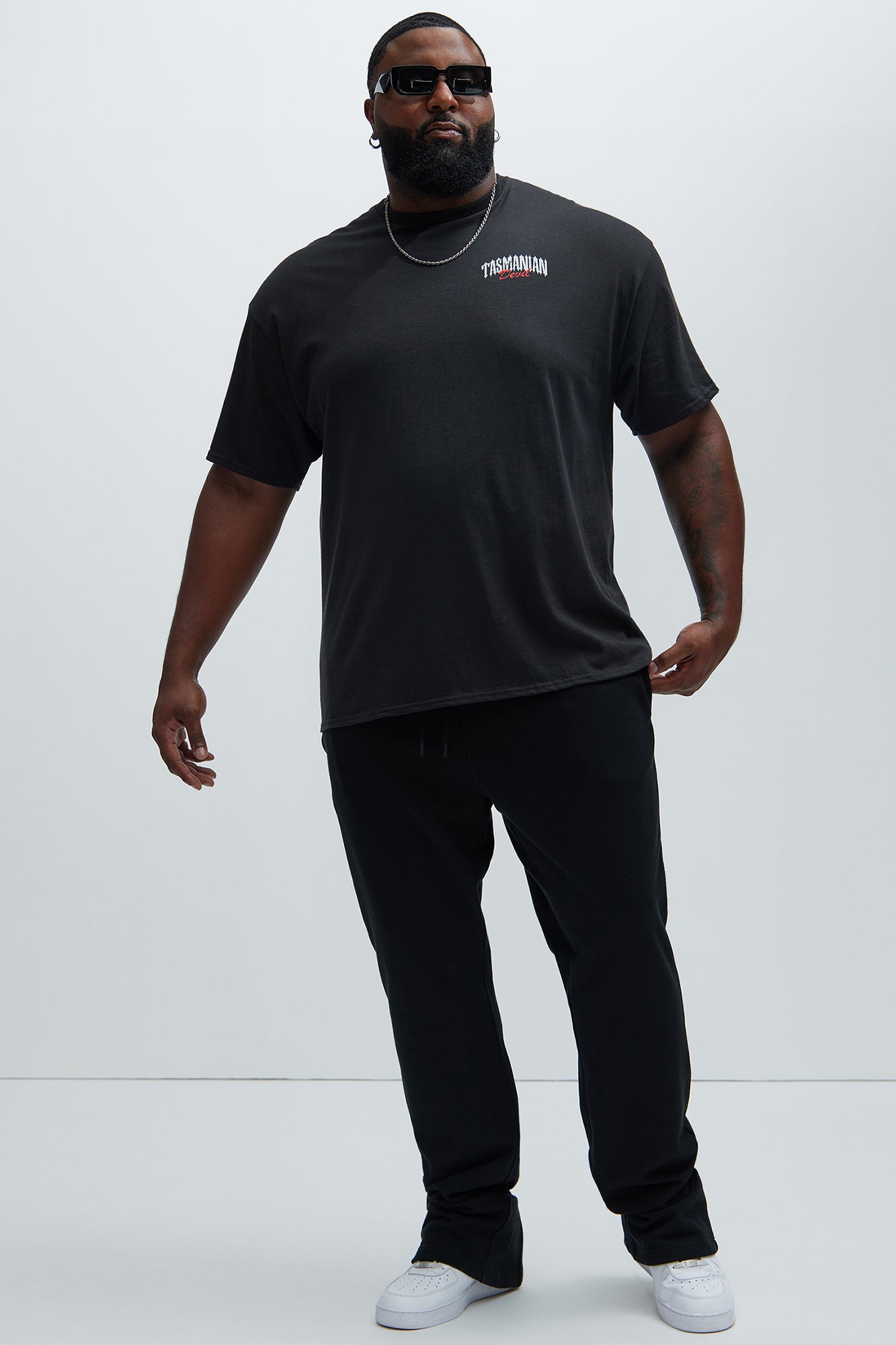 Tyson Back Zipper Skinny Flared Sweatpants - Black