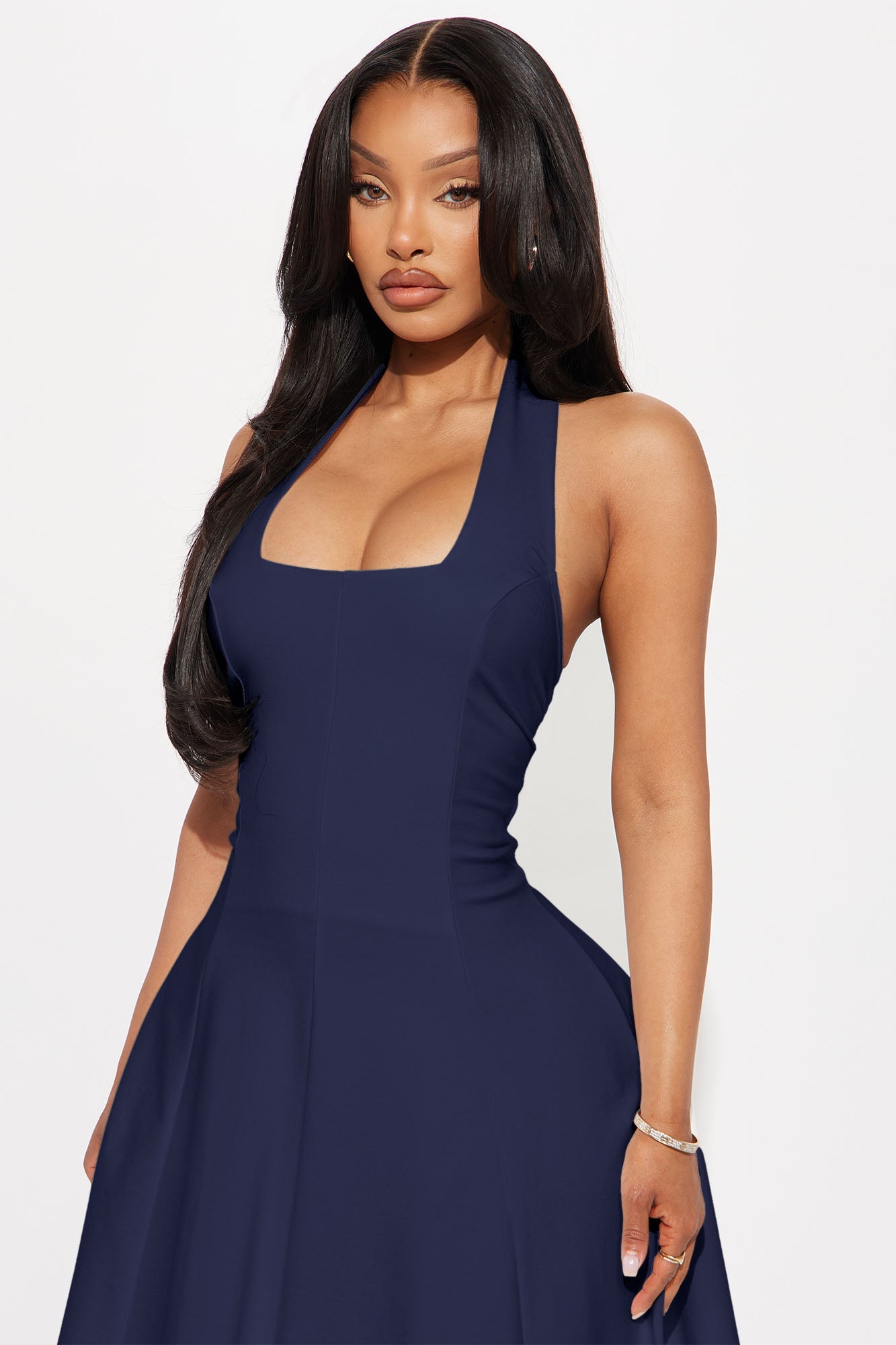 Mabel Ponte Midi Dress - Navy