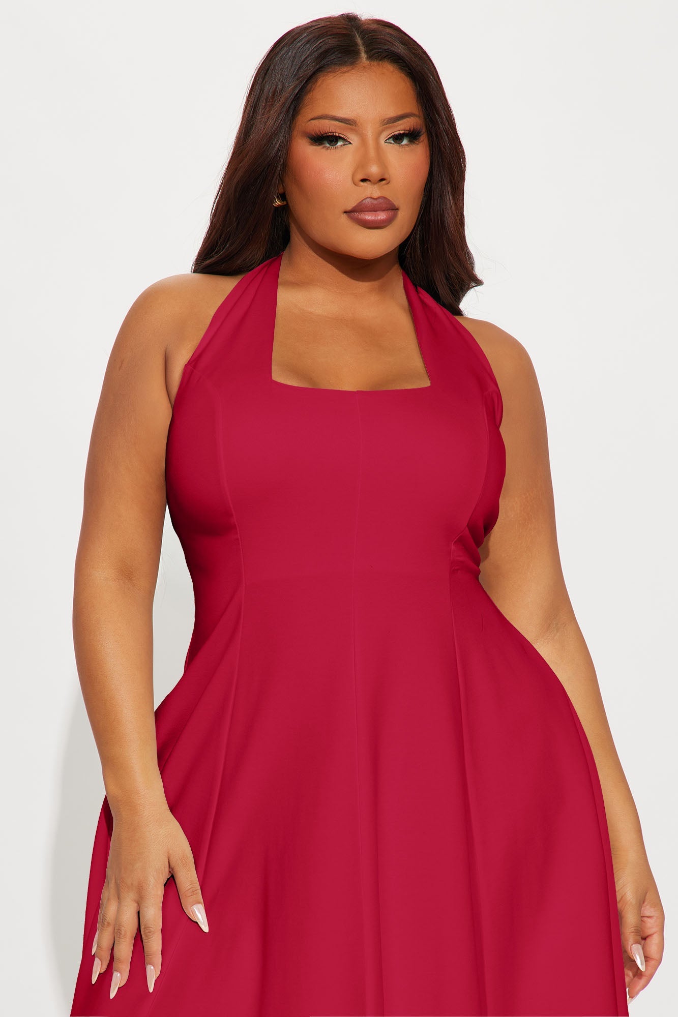 Mabel Ponte Midi Dress - Red