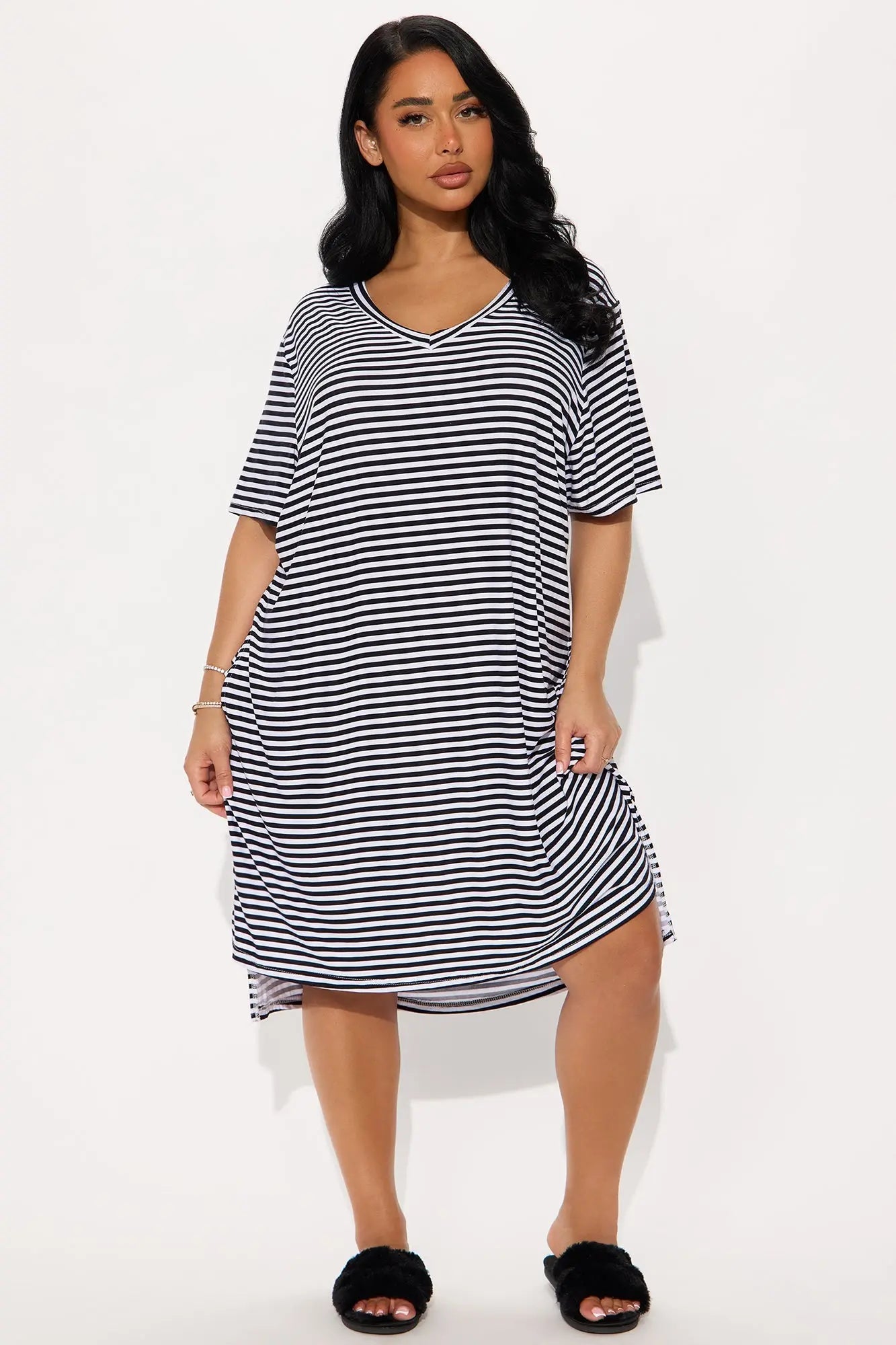 Always Sleepy Maxi PJ Sleep Shirt - Black/White