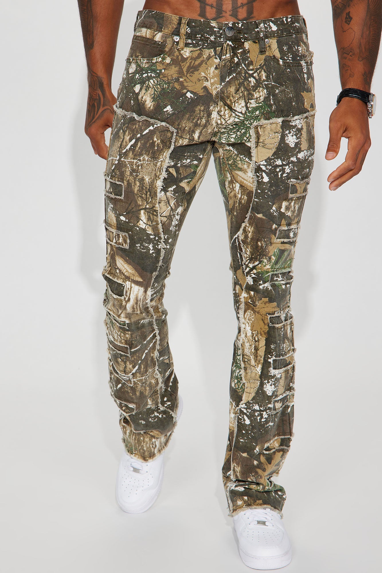 In Action Camo Stacked Skinny Flare Jeans - Camouflage