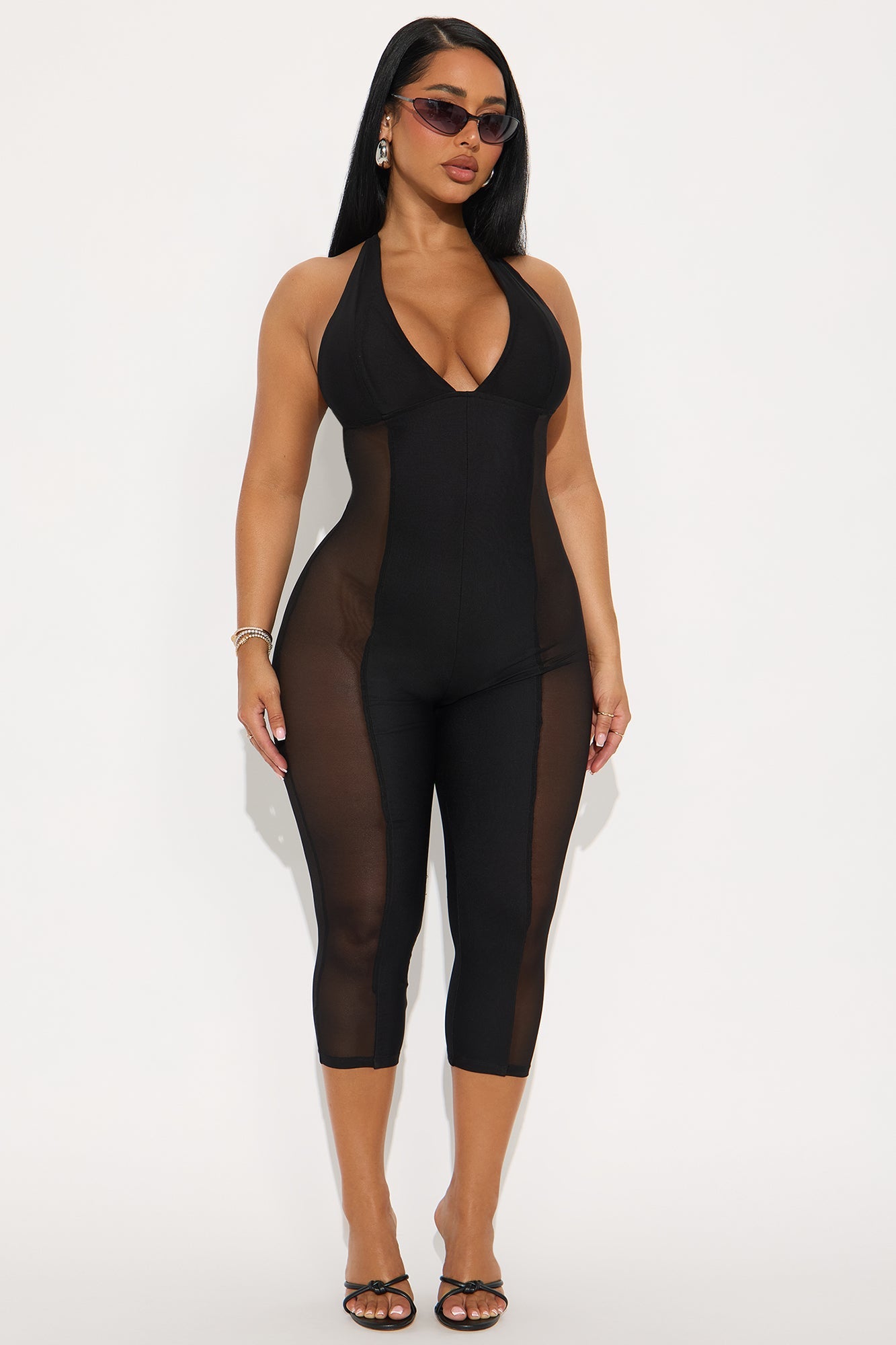 The Main Stage Mesh Capri Jumpsuit - Black