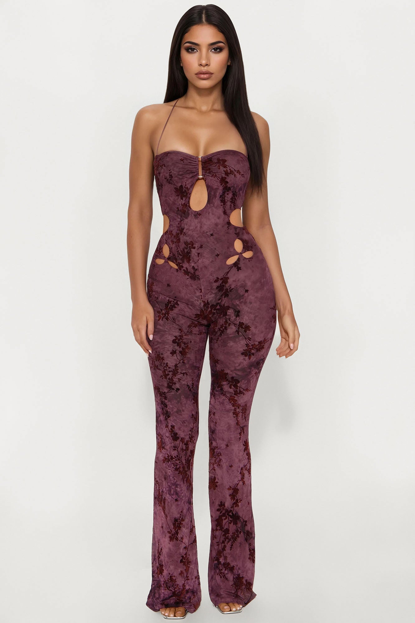 Carmen Mesh Halter Jumpsuit - Purple