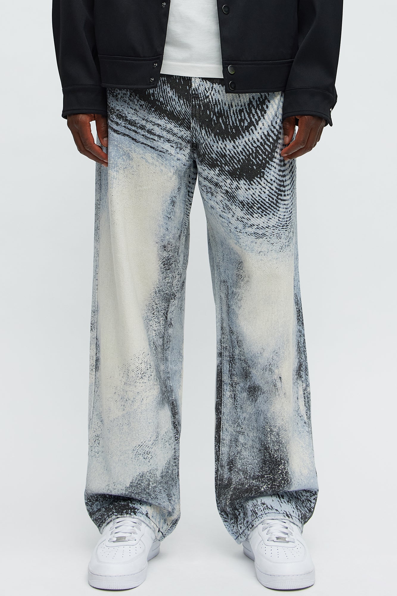 Baggy All The Wavez Printed Jeans - Light Wash
