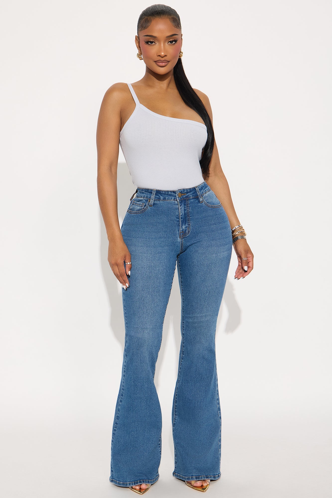 Tall Vibe Check Curvy Stretch Flare Jeans - Medium Wash