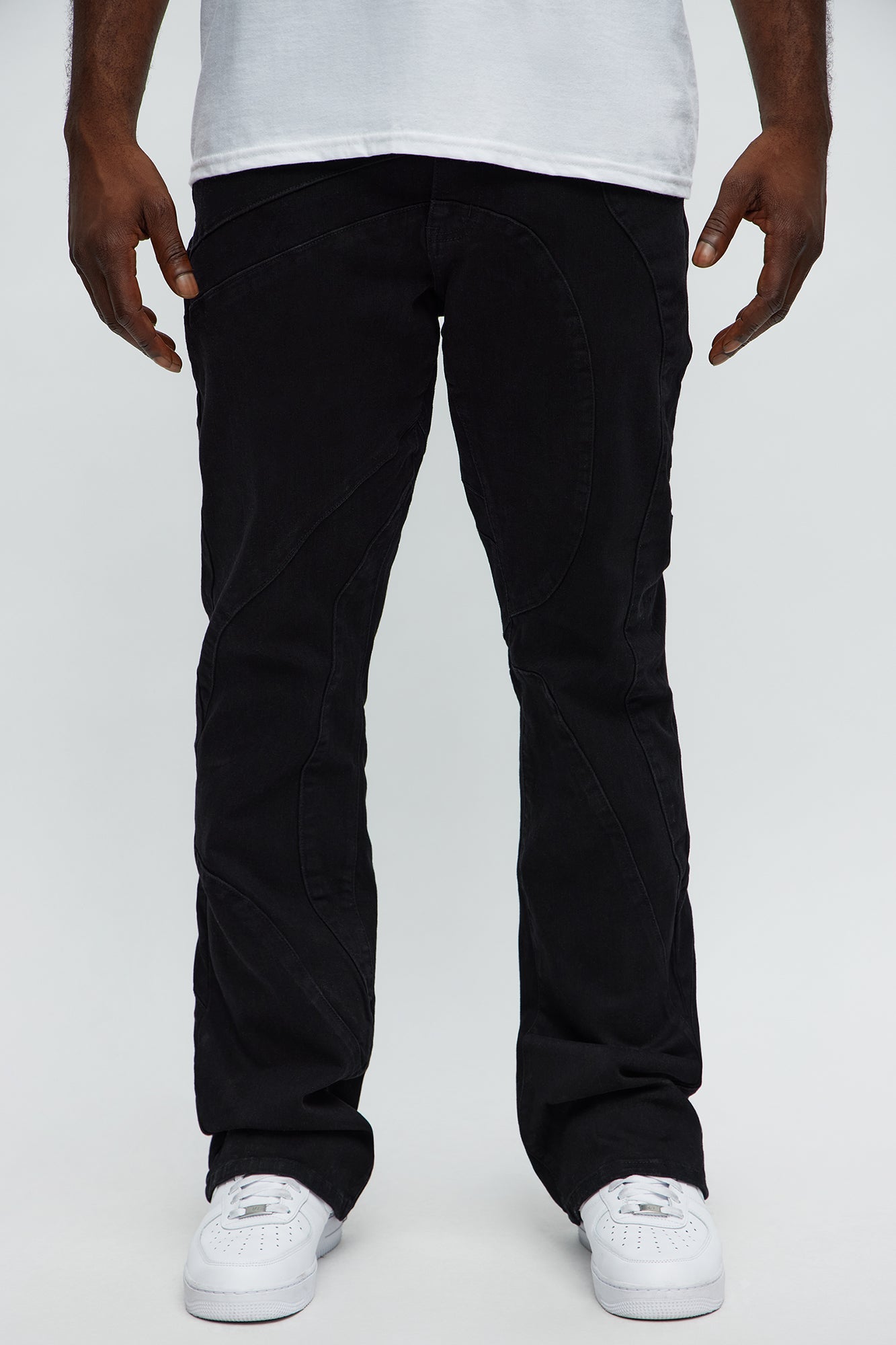 Have A Good One Paneled Stacked Slim Flare Jeans - Black