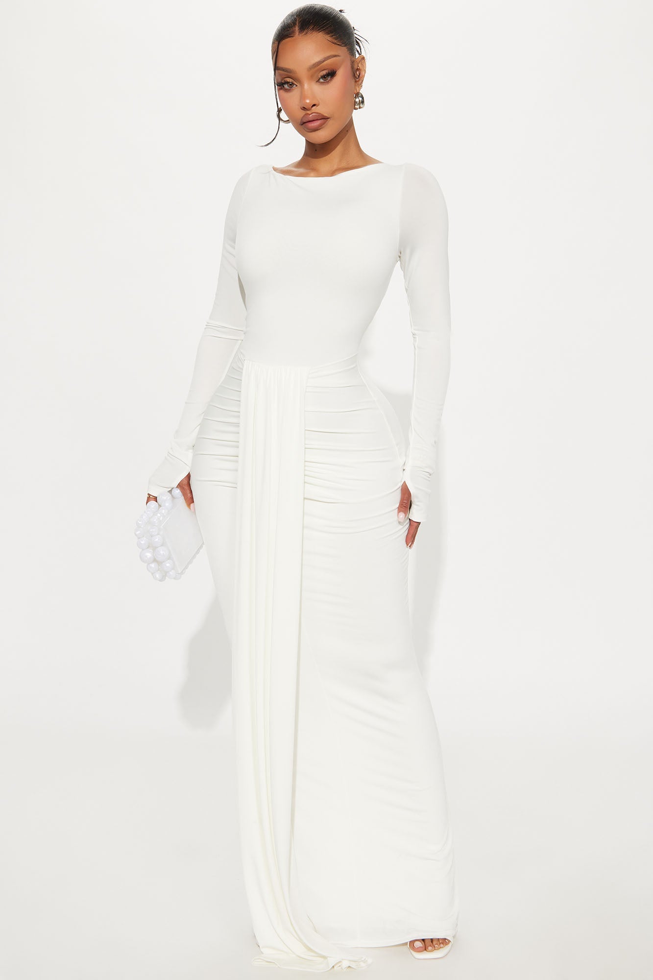 Eloise Boat Neck Maxi Dress - White