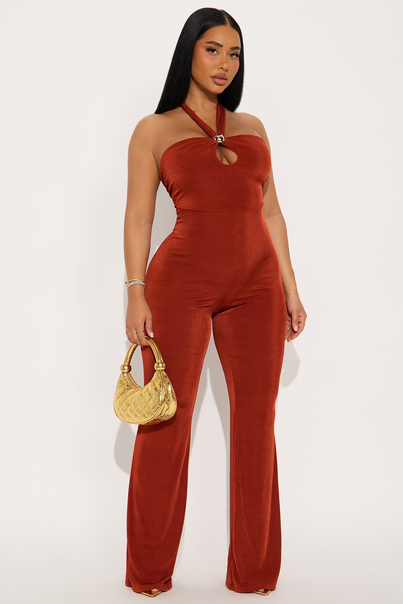 Nicolle Halter Jumpsuit - Rust