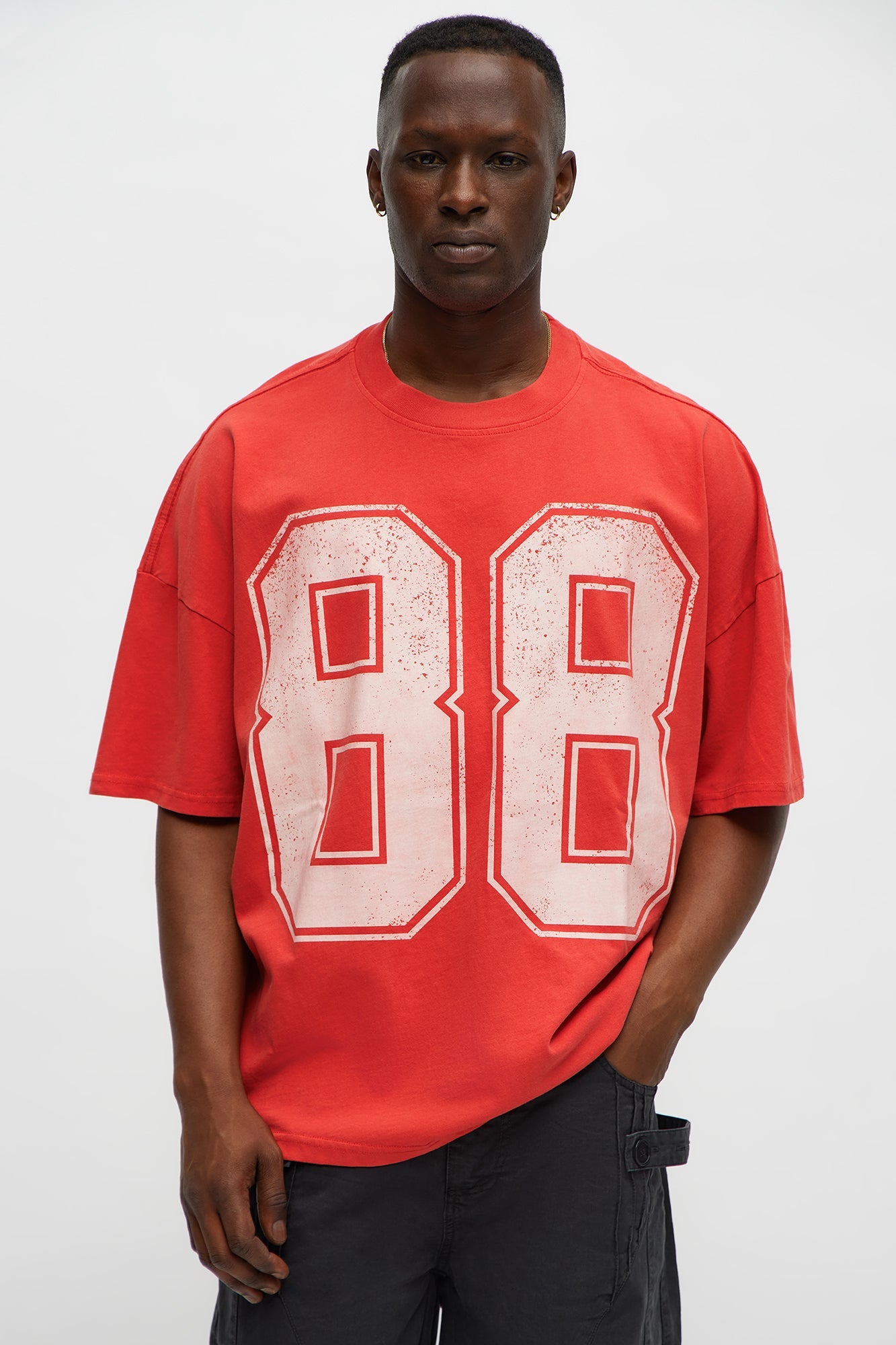 88 Oversized Short Sleeve Tee - Red