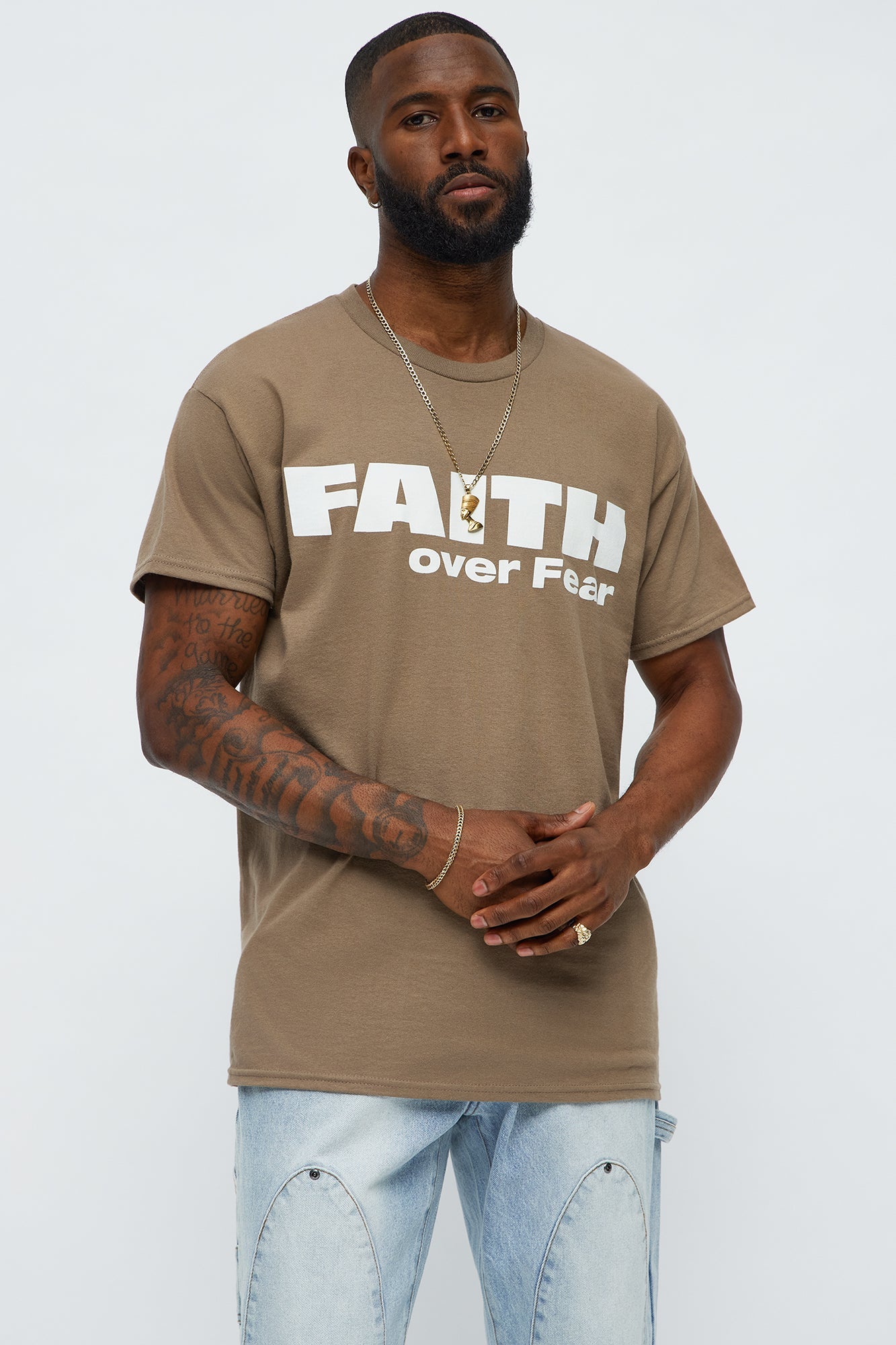 Faith Over Everything Short Sleeve Tee - Charcoal