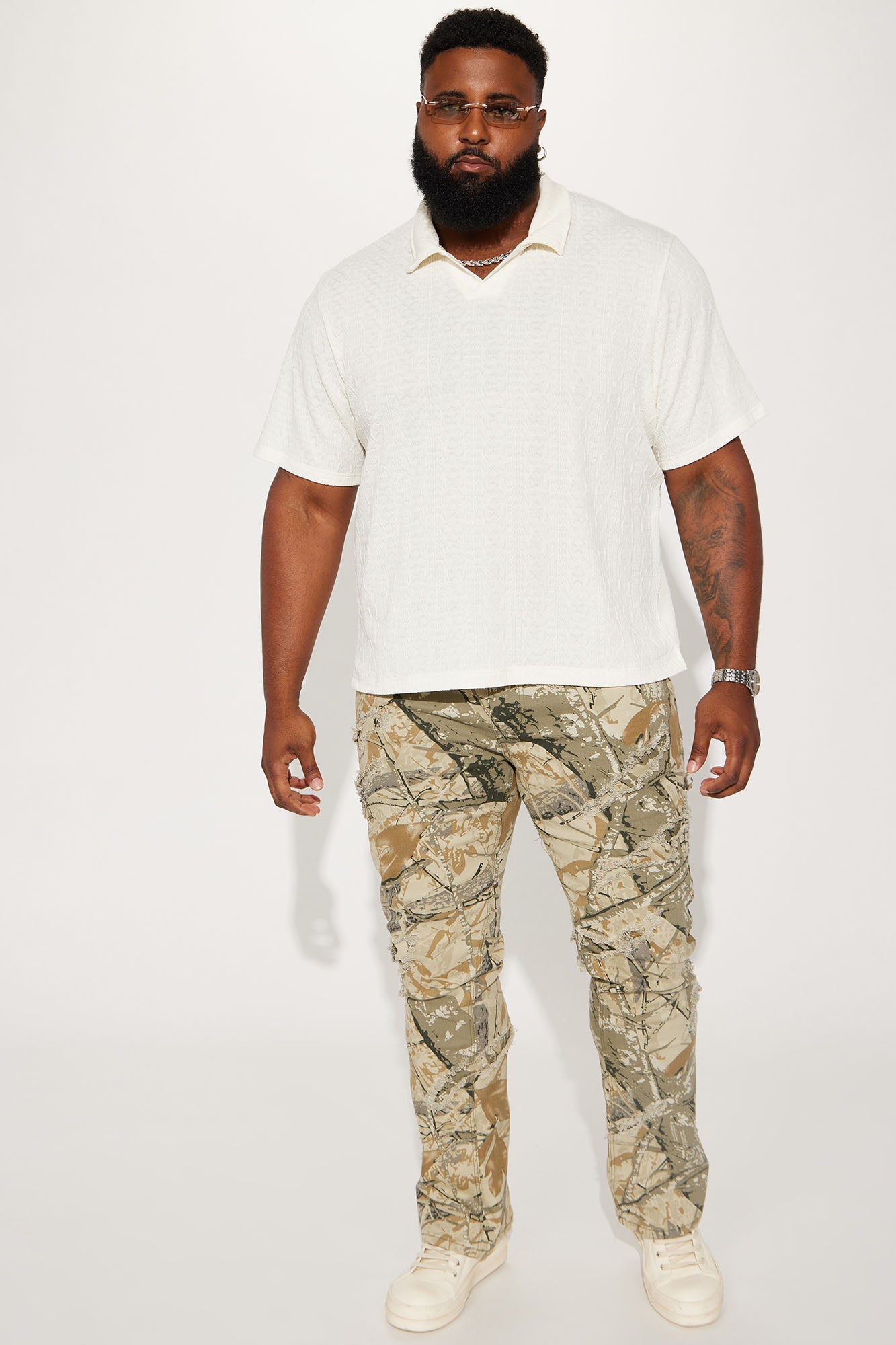 Zig Zag Road Short Sleeve Polo - White