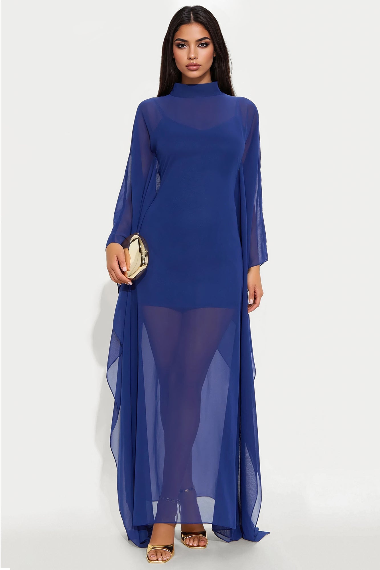 Flying High Chiffon Maxi Dress - Navy