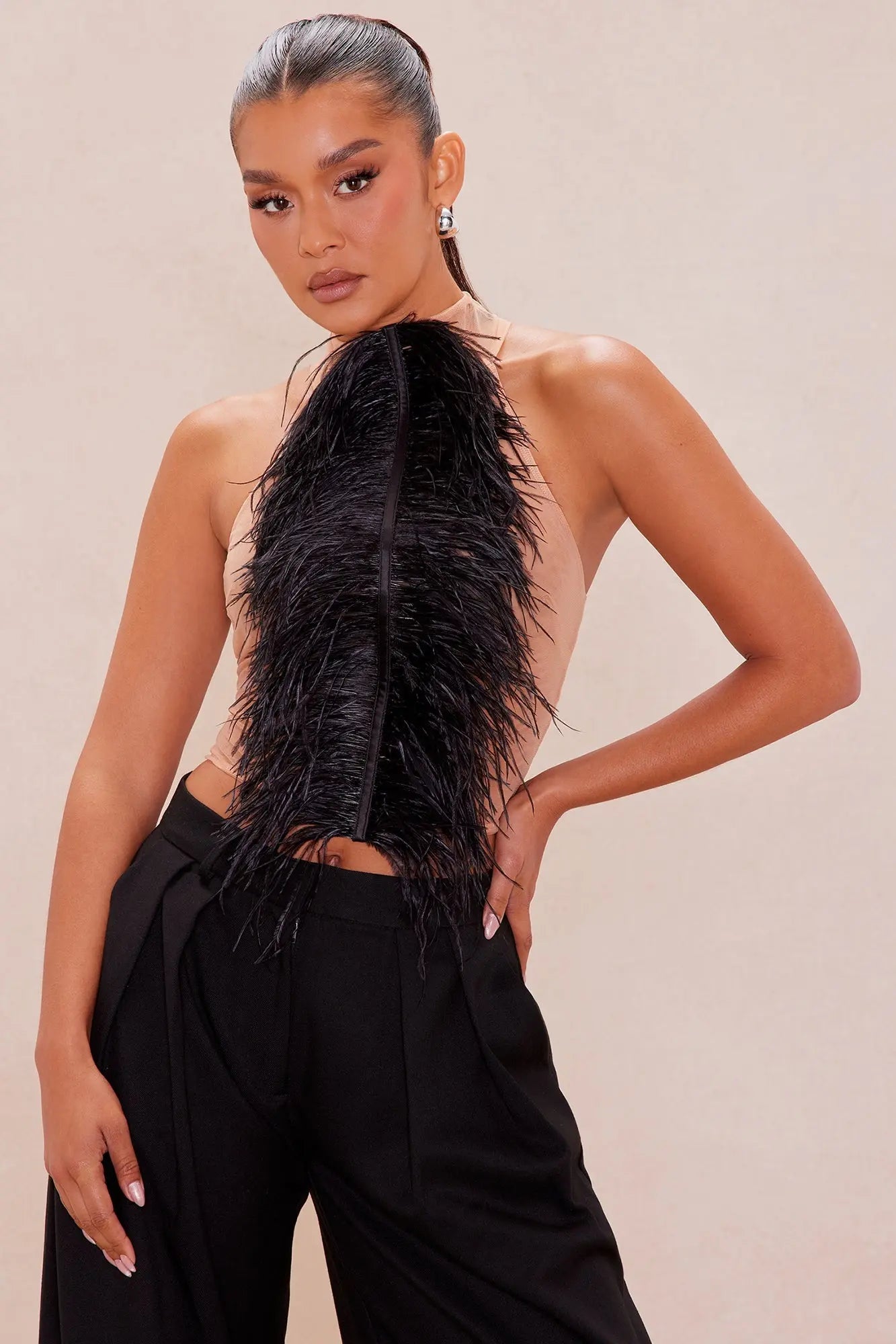 Fernanda Mesh Halter Top - Black