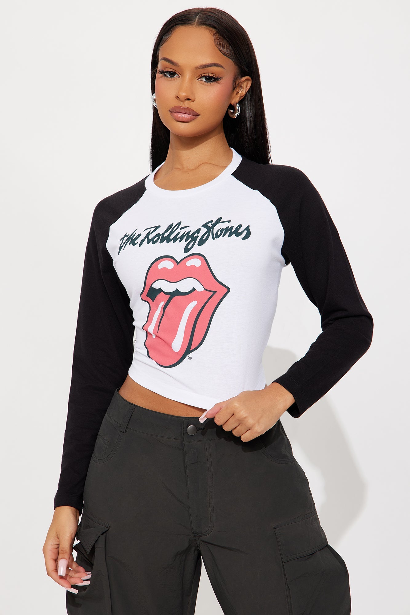 The Rolling Stones Long Sleeve Raglan - White