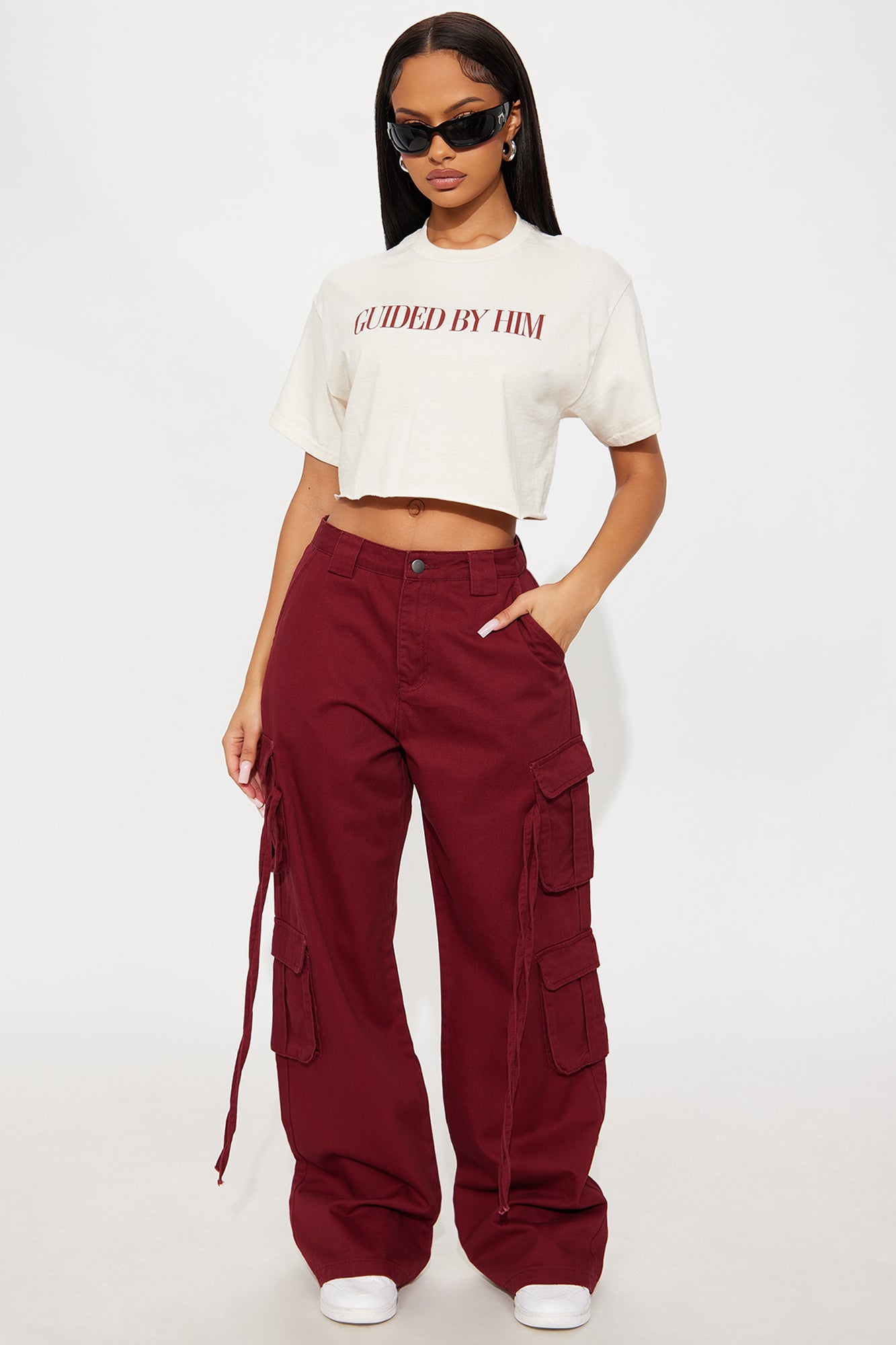 Golden Hour Wide Leg Cargo Pant - Burgundy