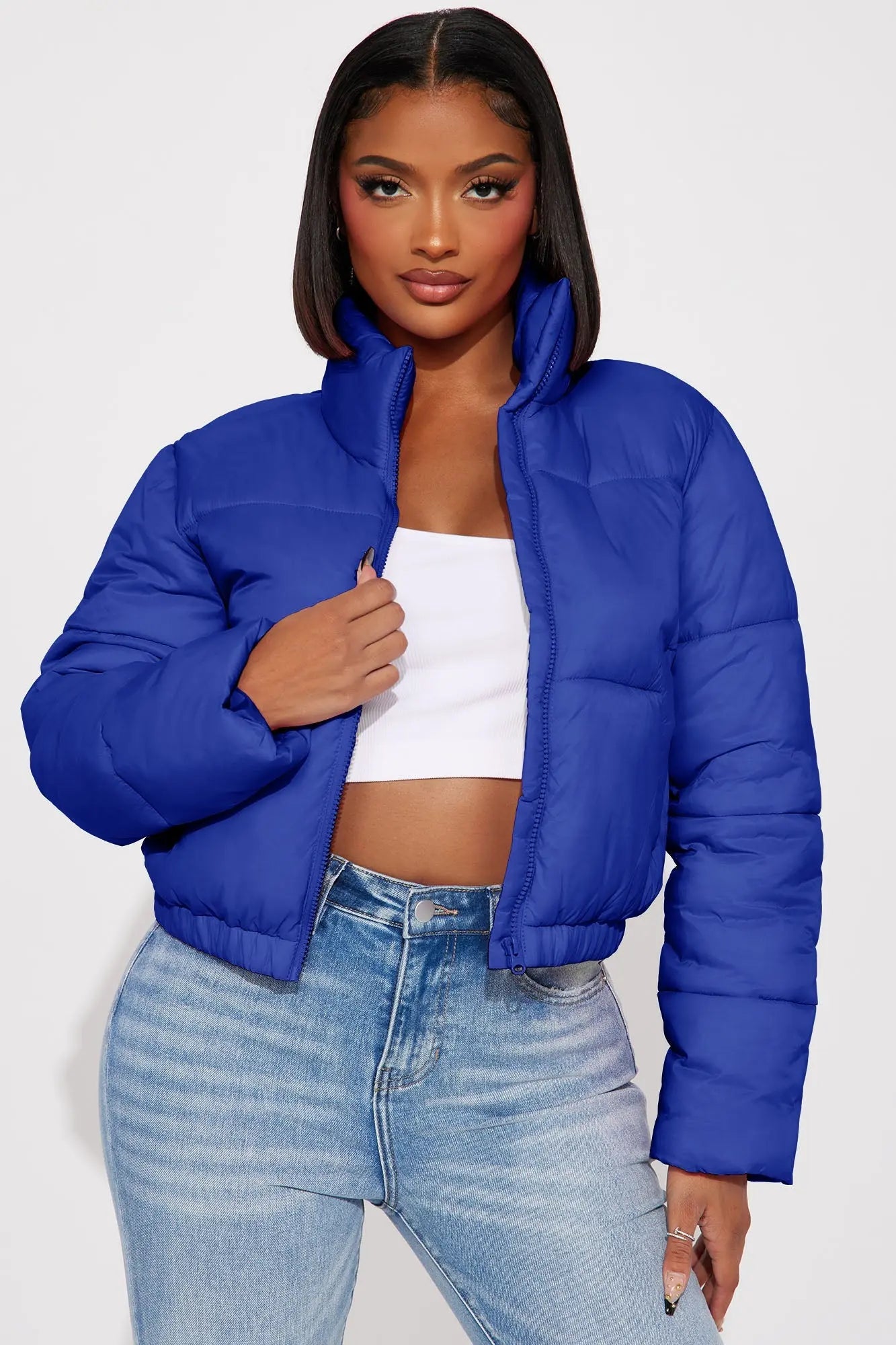 Name Your Game Puffer Coat - CobaltBlue