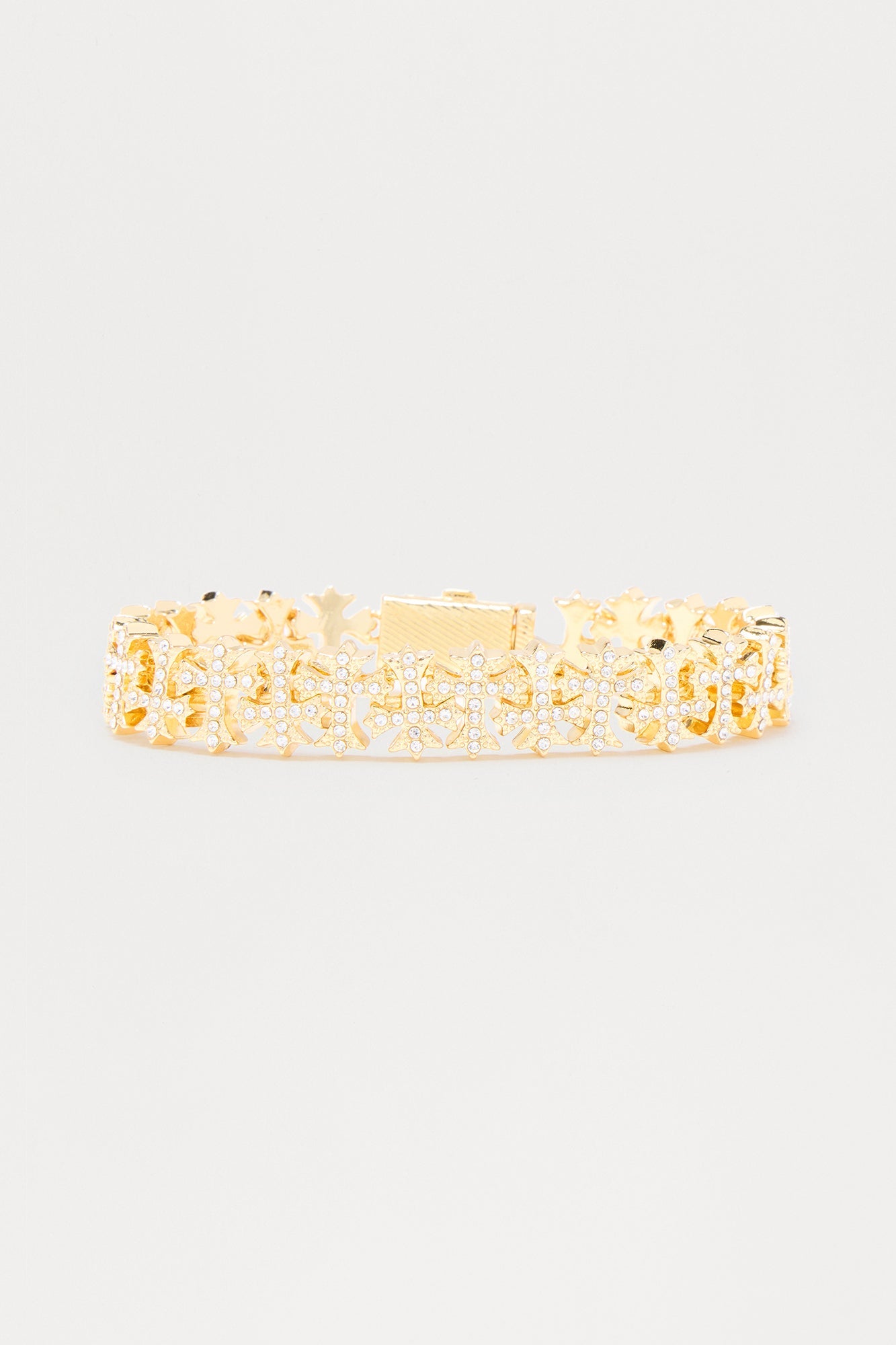 9MM Iced Out Multi Cross Bracelet - Gold
