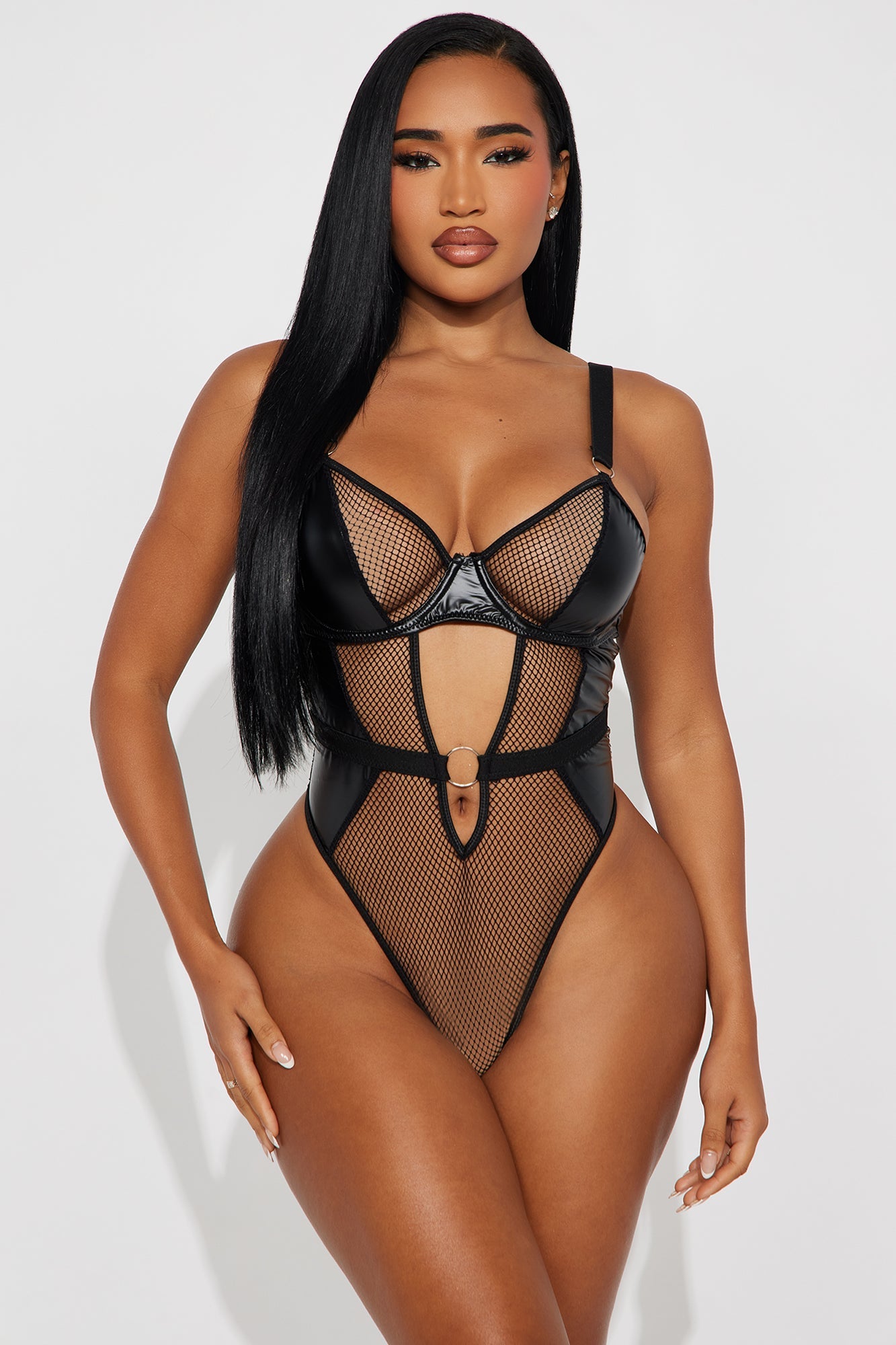 Always Right Vinyl Mesh Teddy - Black