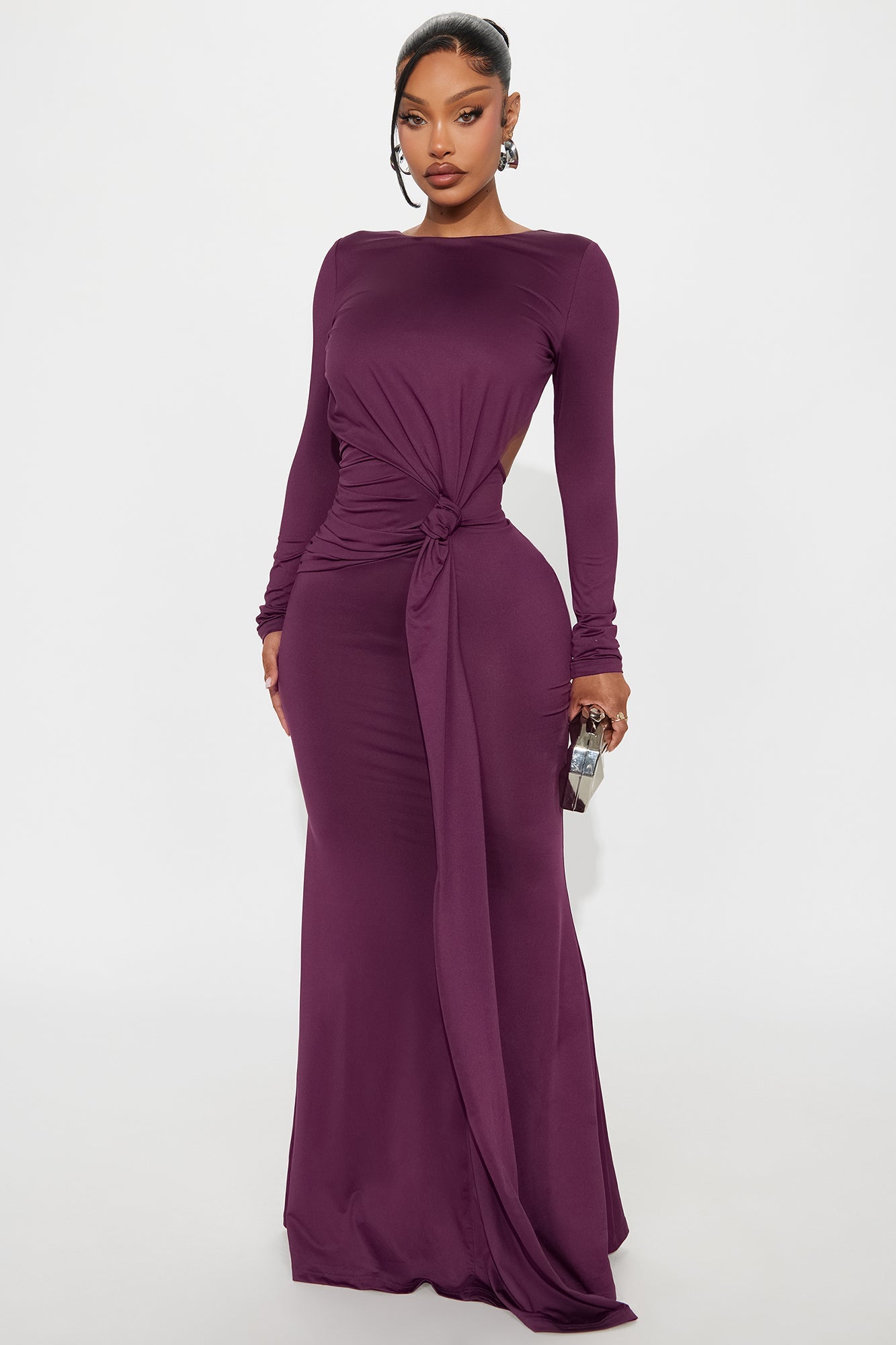 Diana Backless Draped Maxi Dress - Plum