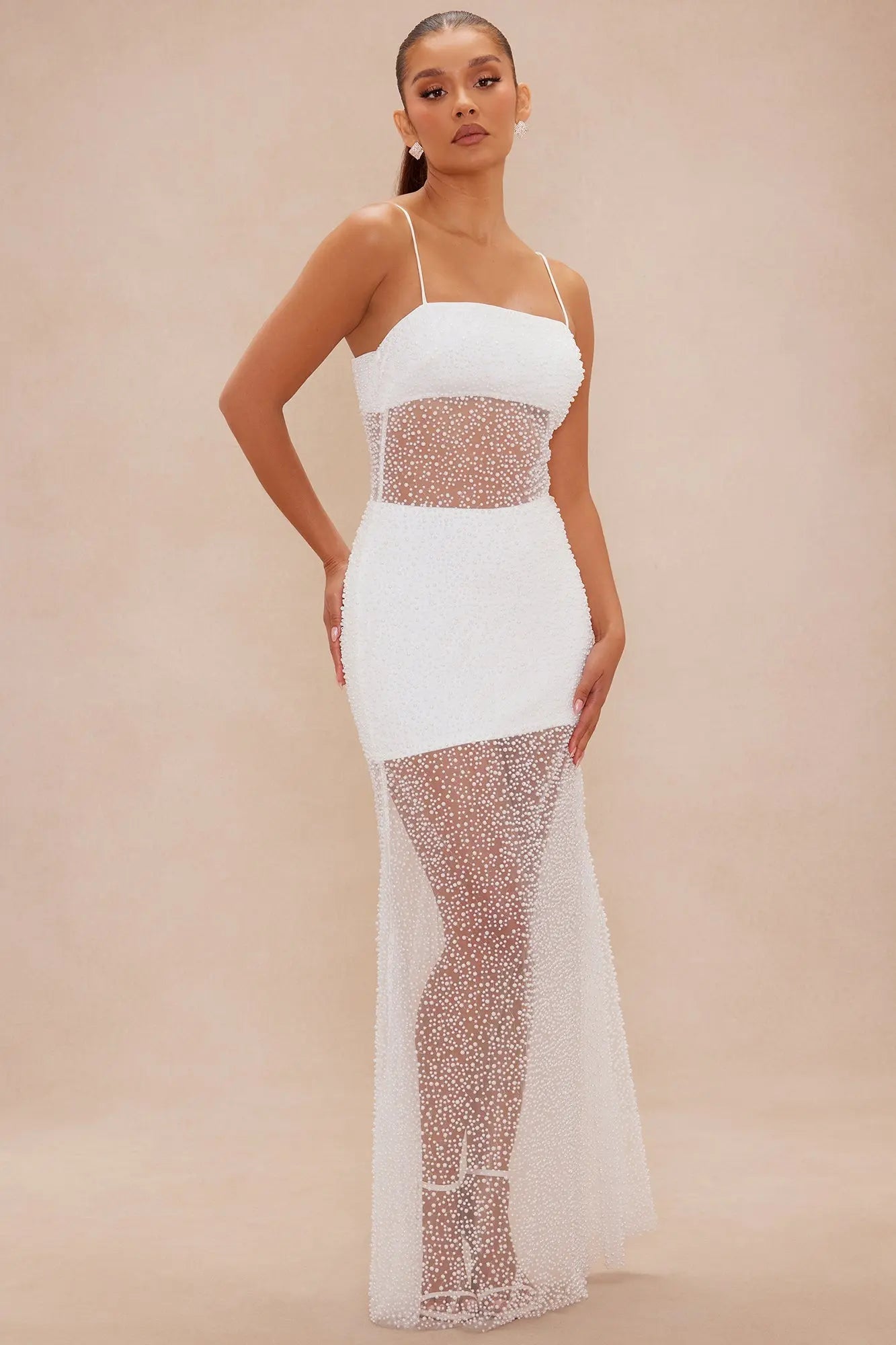 Aylani Beaded Maxi Dress - White