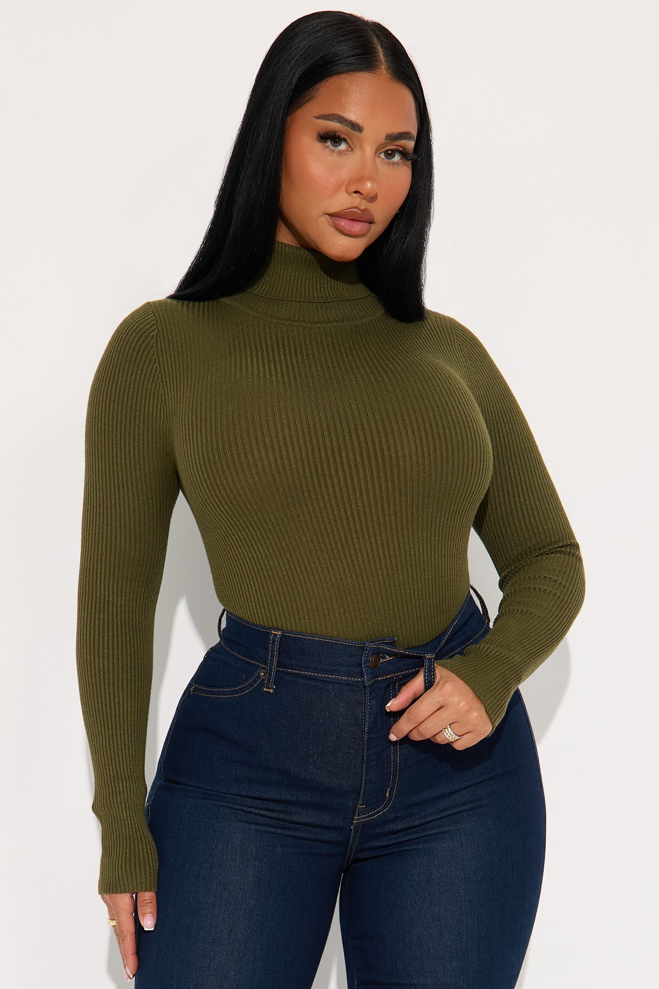 Tara Turtle Neck Sweater - Olive