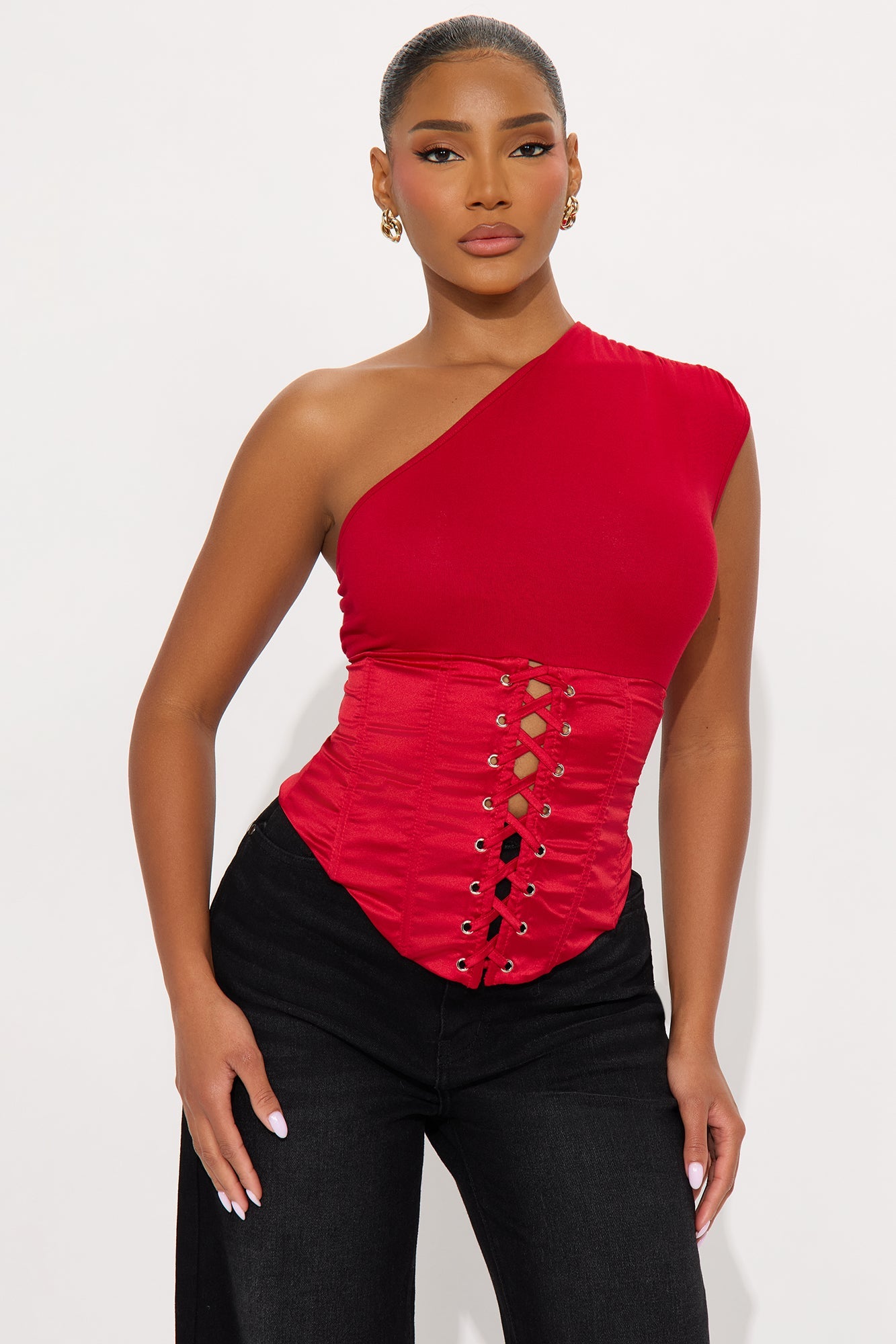 Love On The Line Corset Top - Red