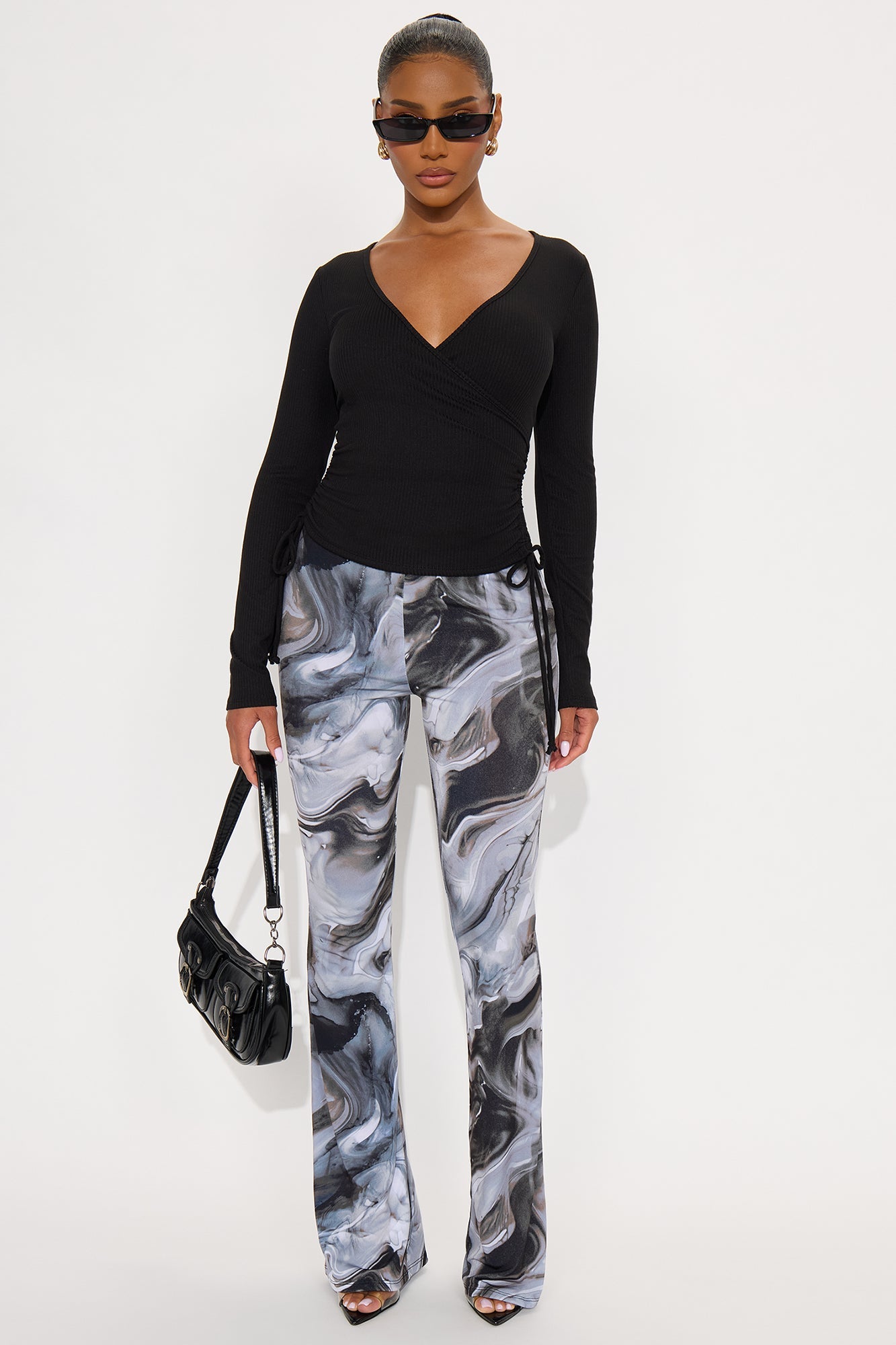 Azani High Rise Flare Leg Pant 33 - Grey/combo