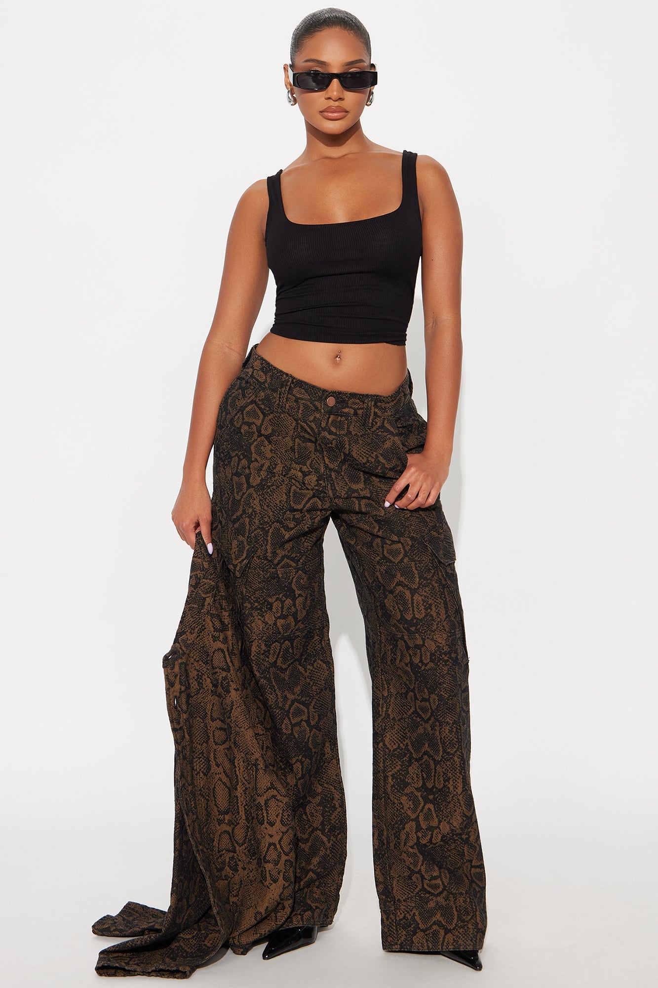 Bite Back Cargo Straight Leg Jeans - Brown/combo