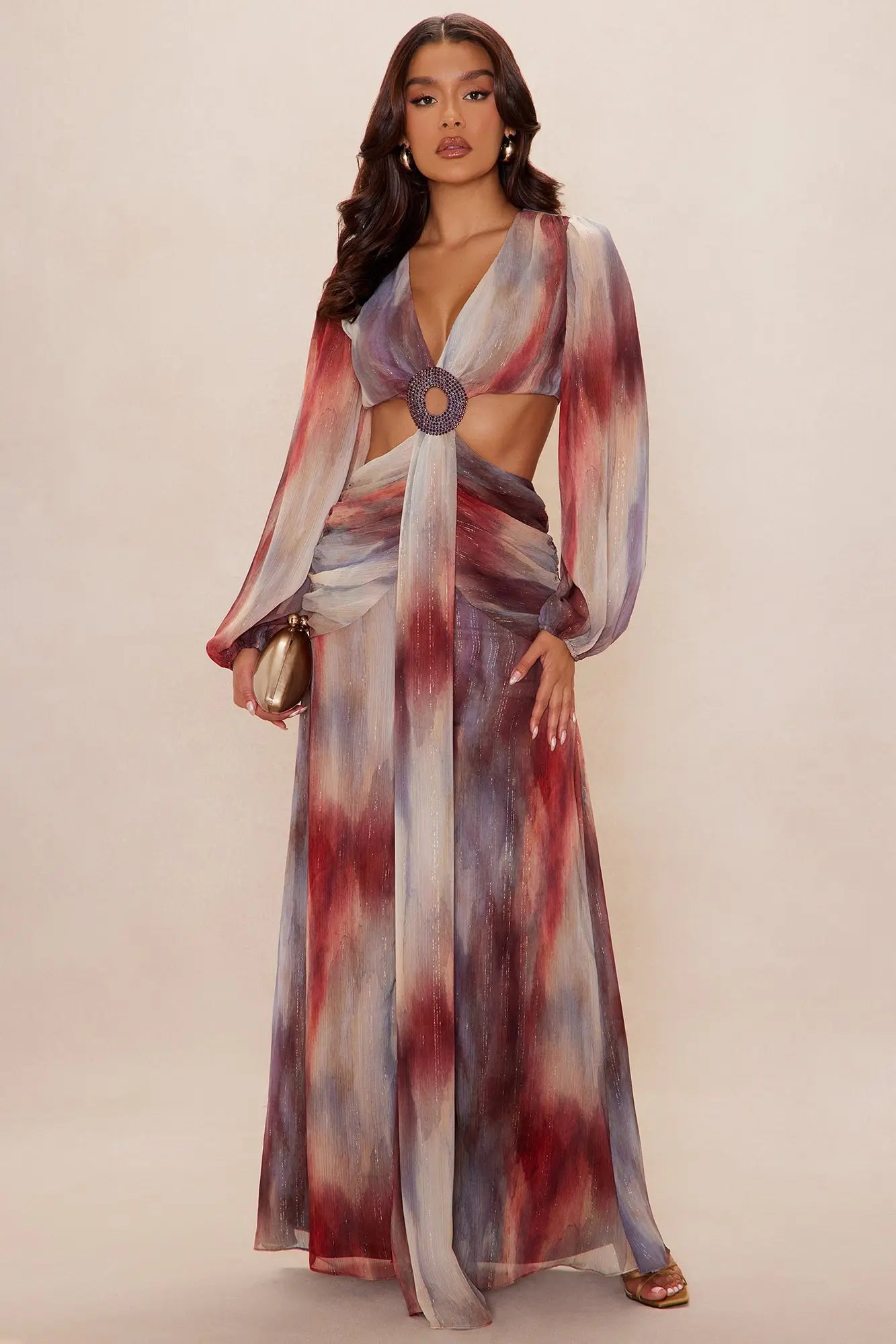 Shira Tie Dye Maxi Dress - Brown