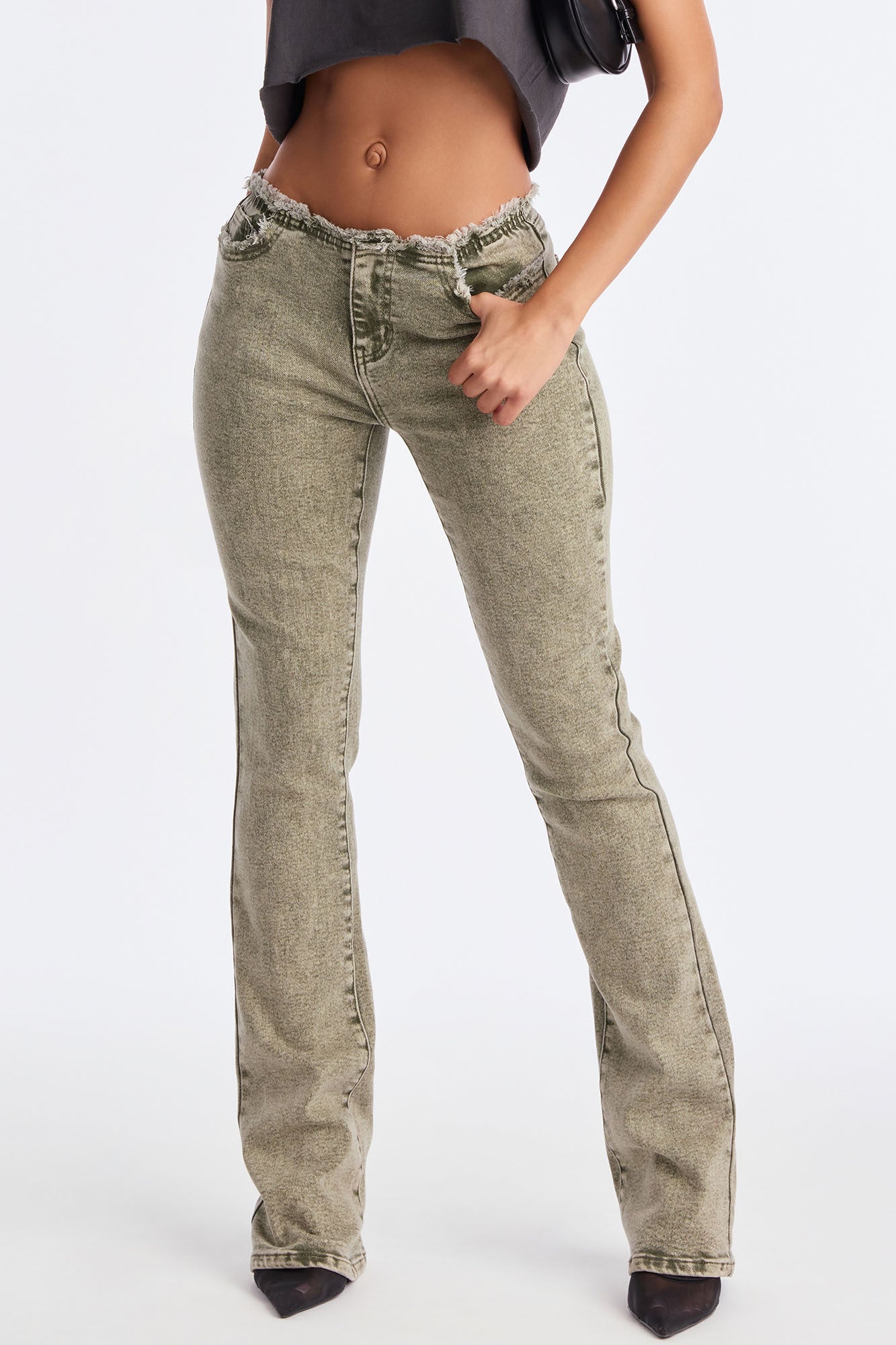 Highly Motivated Stretch Bootcut Jeans - Olive
