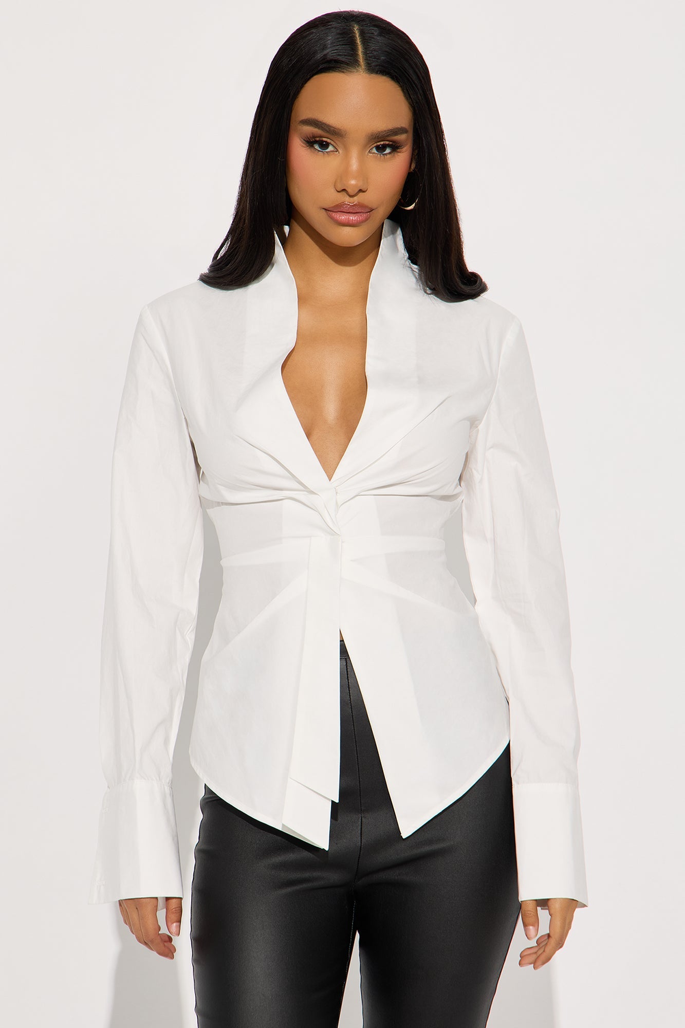 A Little Twisted Mock Neck Top - White