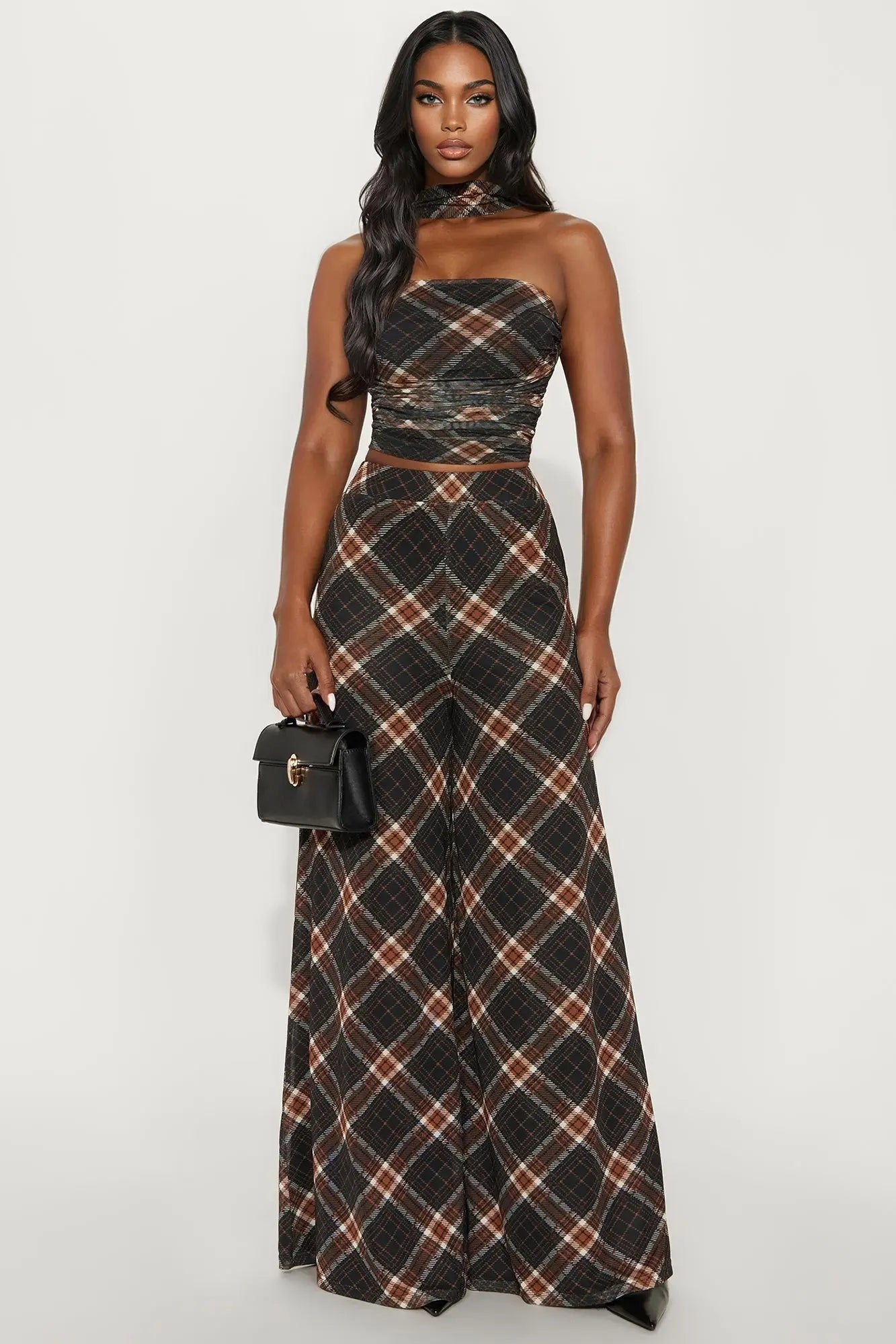 Meet You There Plaid 3 Piece Pant Set - Black/combo