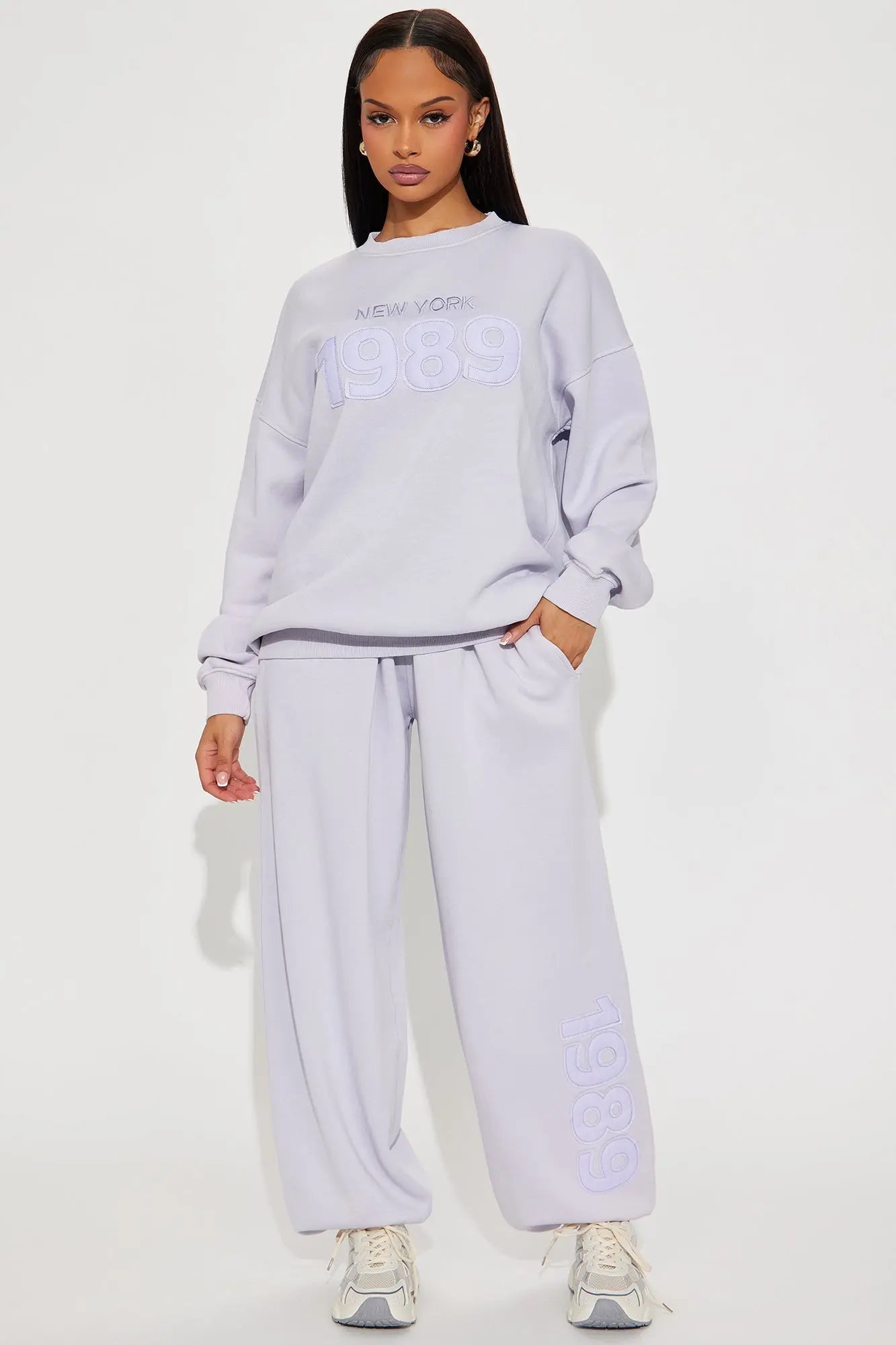 Old School NY Fleece Pant Set - Lavender
