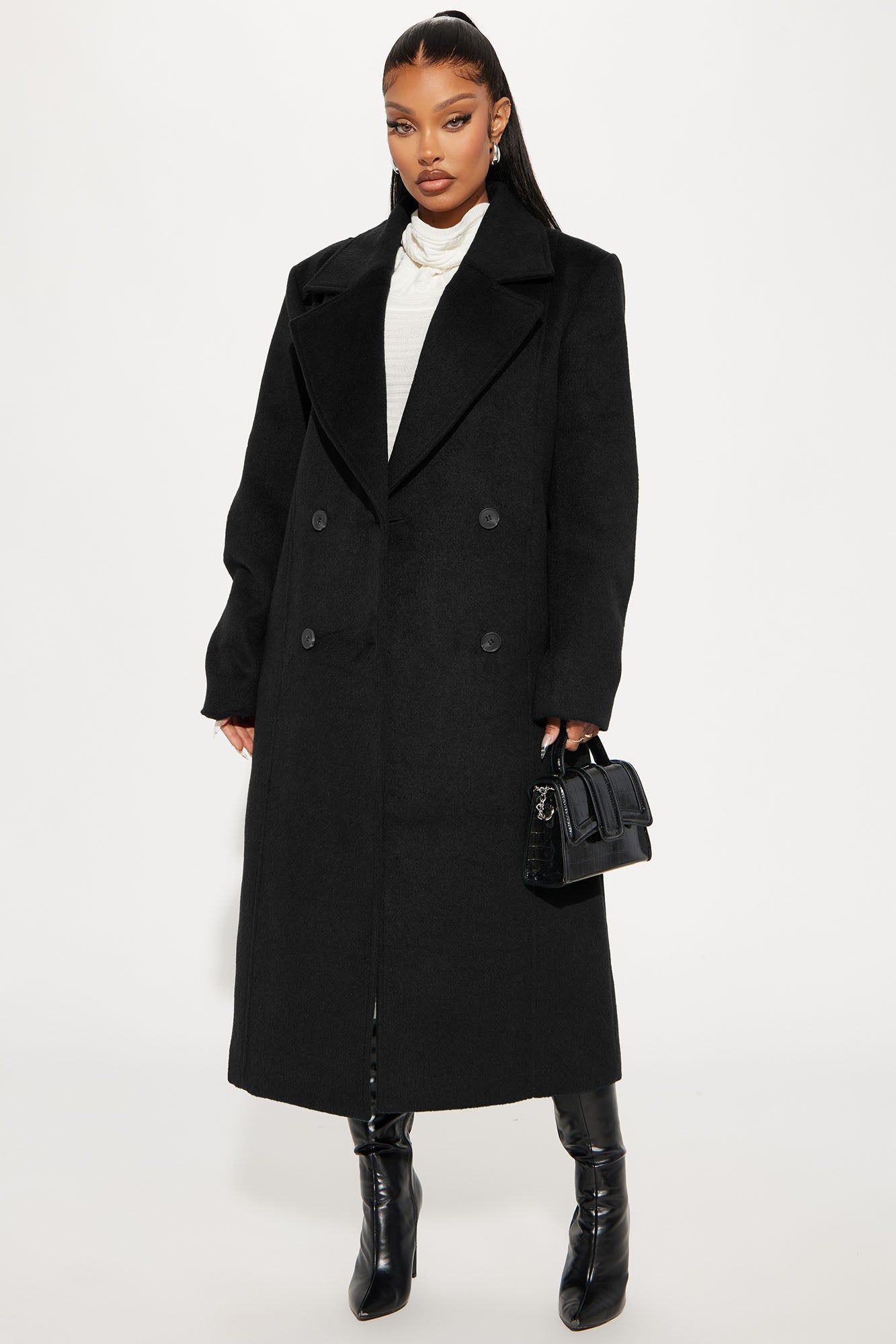 Melonie Wool Trench Coat - Black