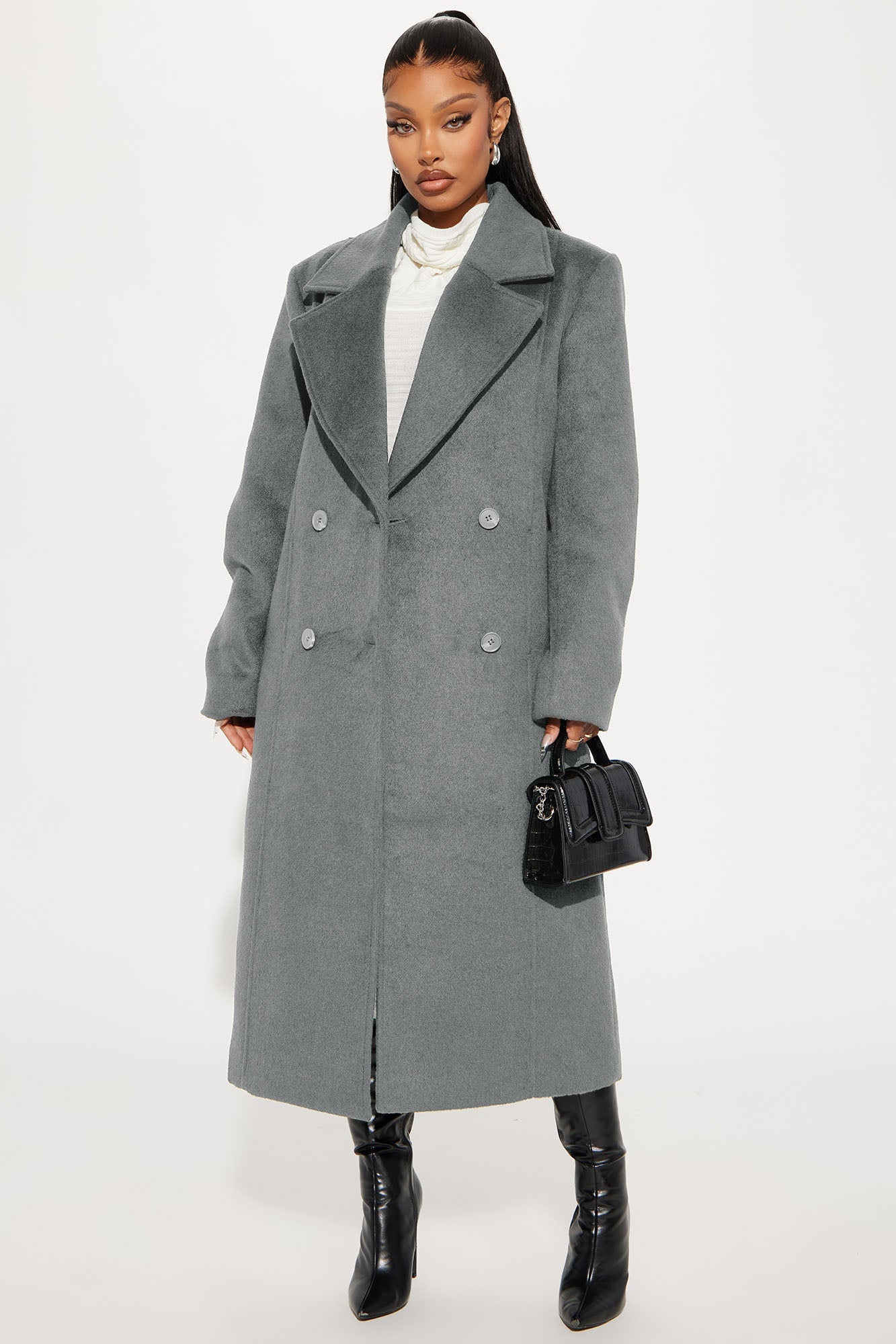 Melonie Wool Trench Coat - Heather Grey