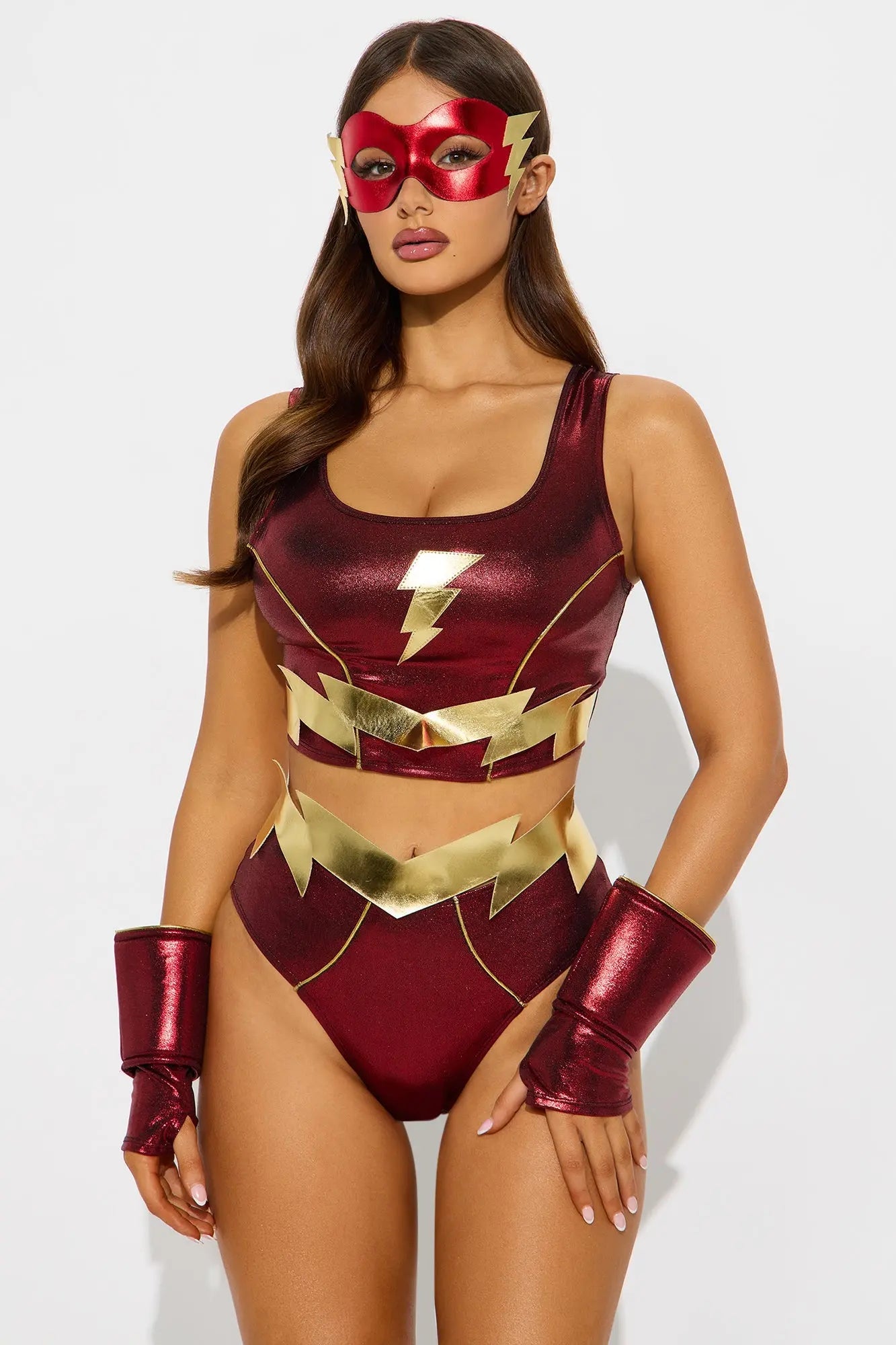 Super Babe Super Fast 4 Piece Costume Set - Red/combo