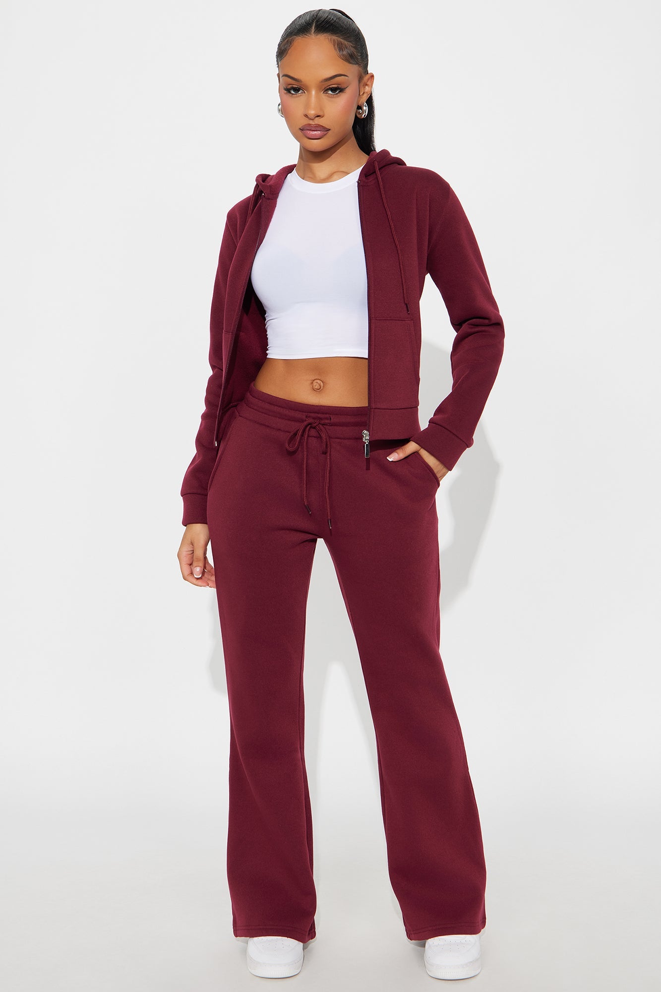 Candice Petite Lounge Flare Pant - Burgundy