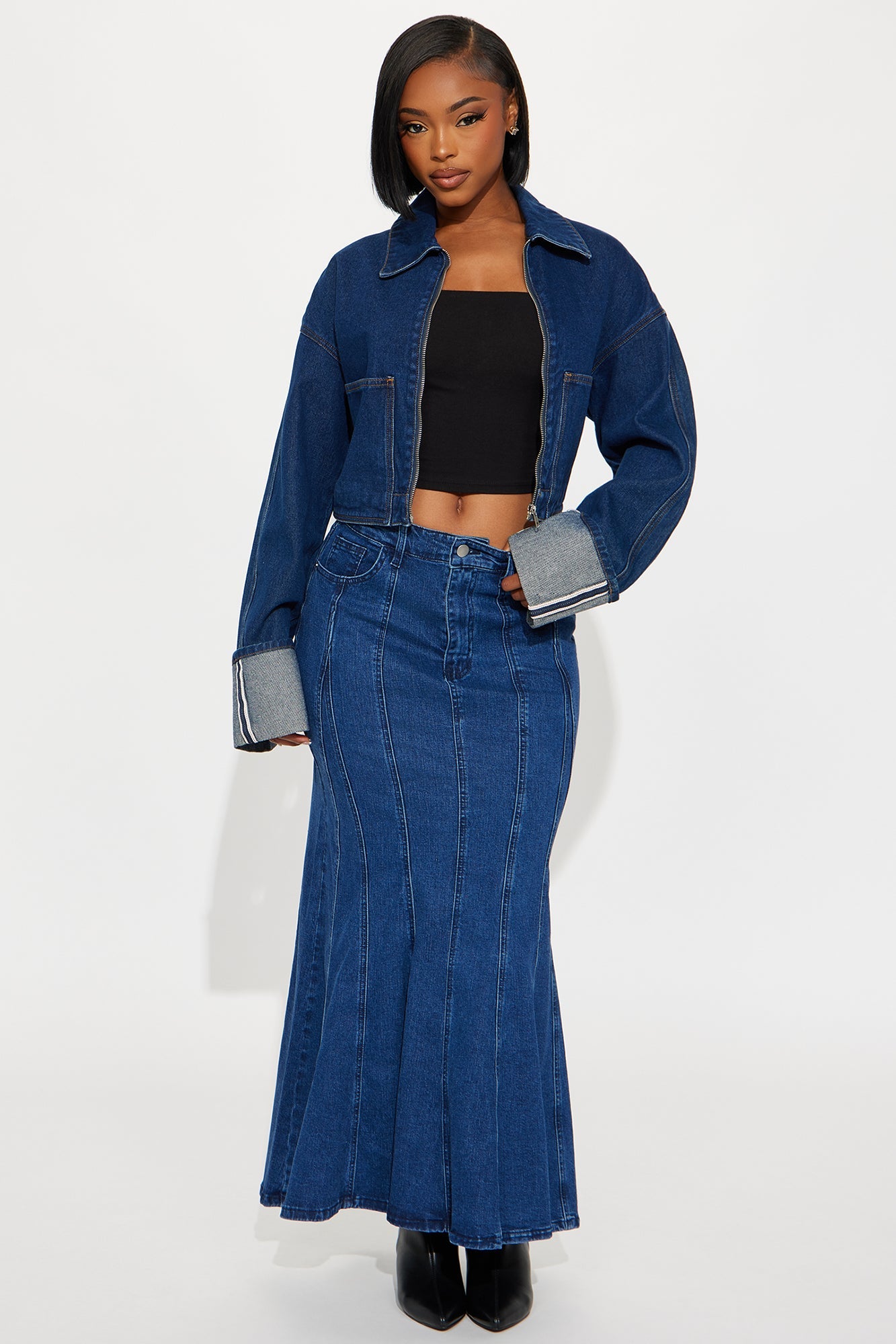 Brooke Denim Maxi Skirt - Dark Wash