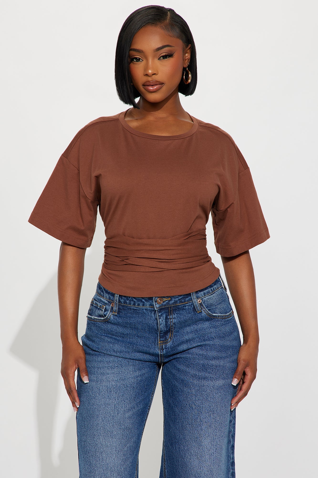 Zero Warning Tie Waist Short Sleeve Tshirt - Coco