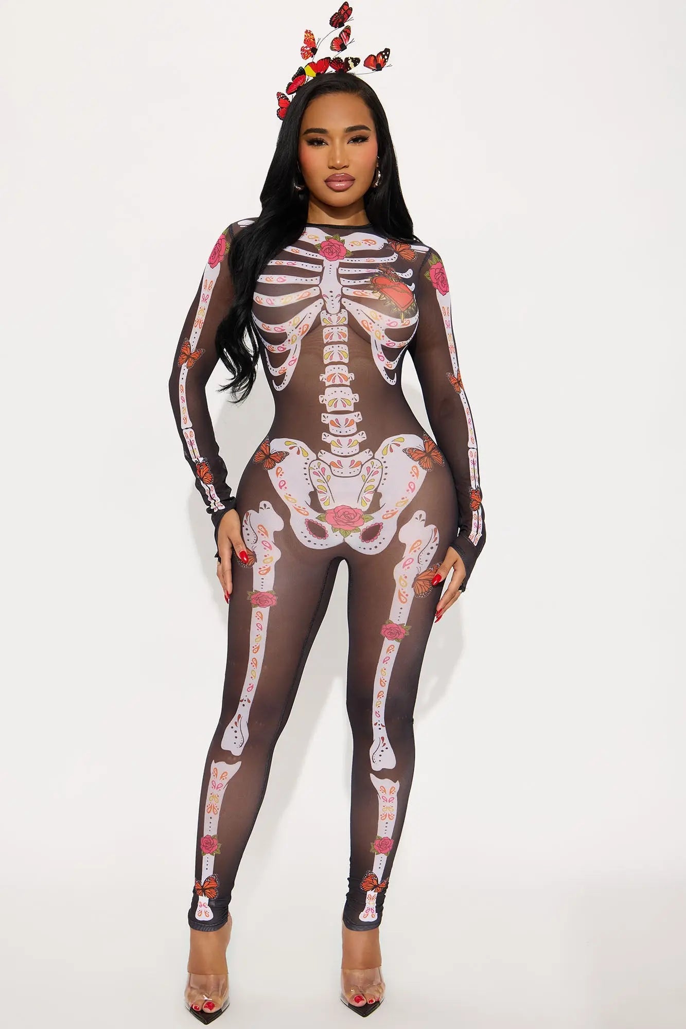 Dia De Los Muertos Sheer Jumpsuit - Black