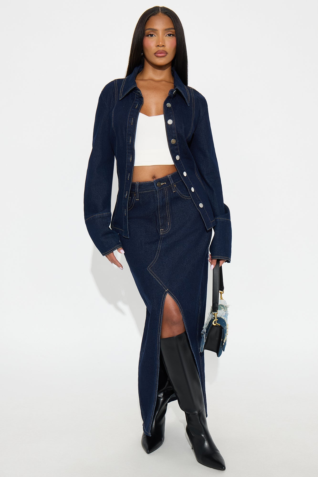 Lone Pine Denim Maxi Skirt - Rinse Blue Wash