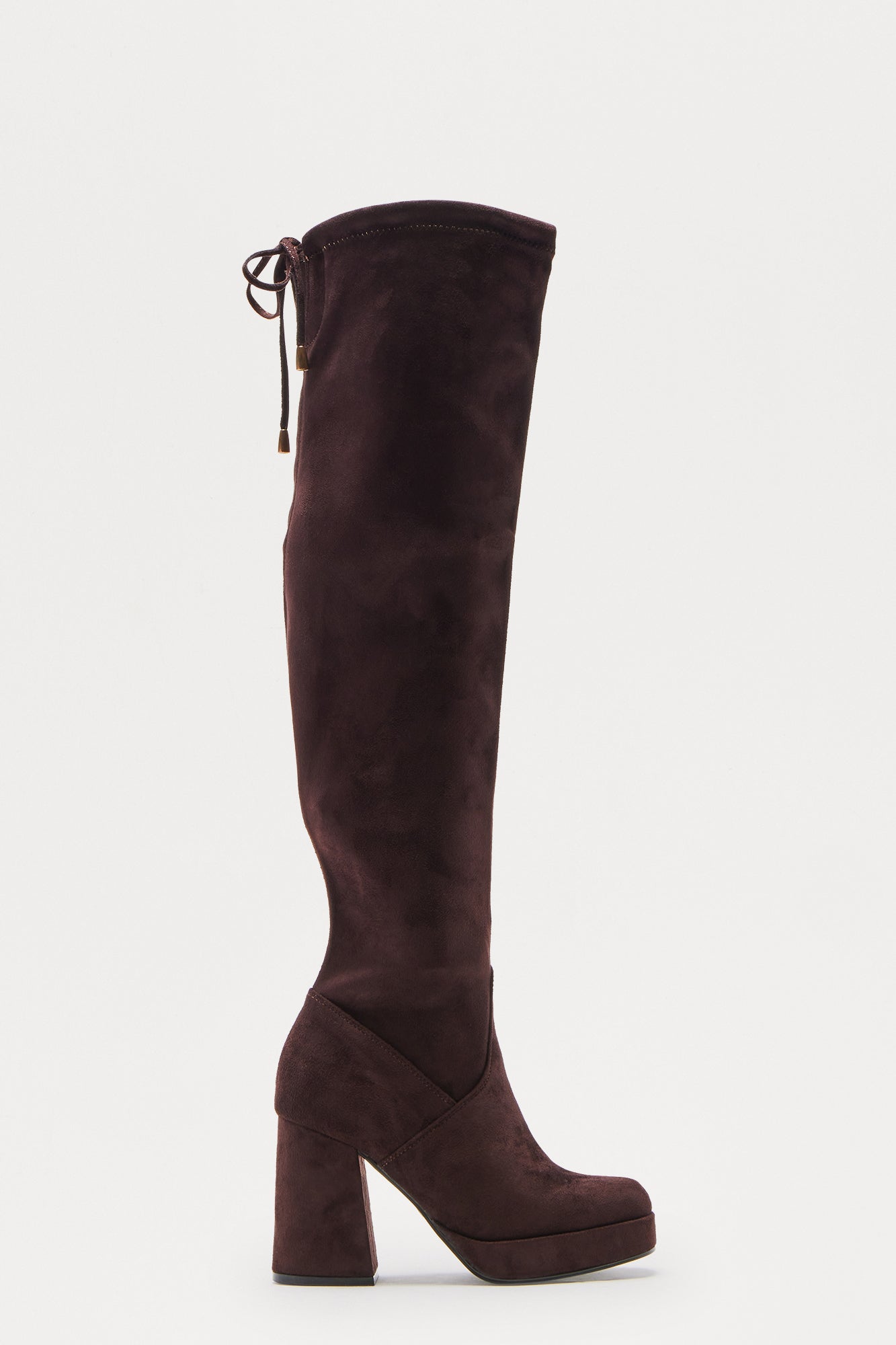 Jean Platform Thigh High Boots - Brown