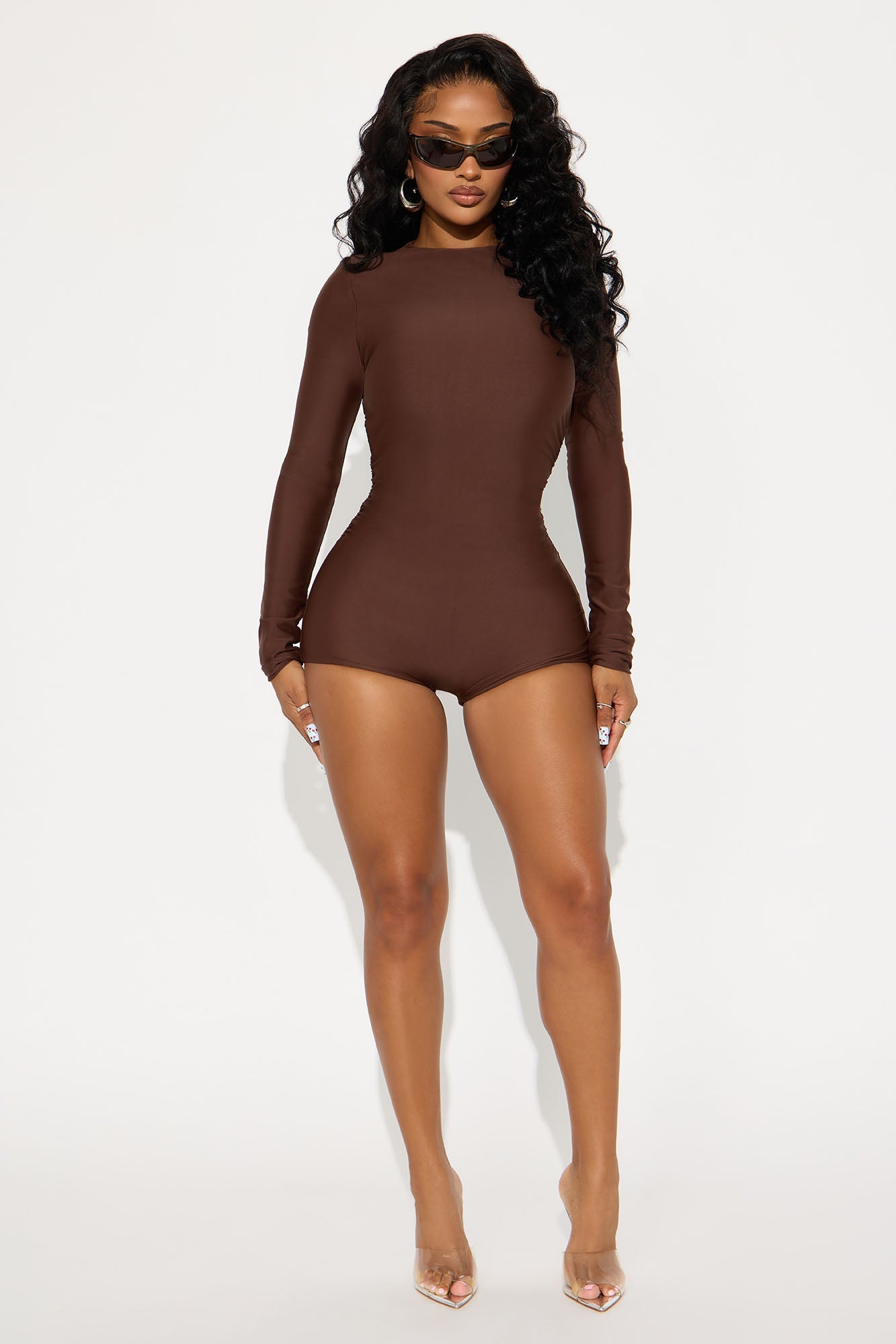 Noemi Double Lined Romper - Chocolate