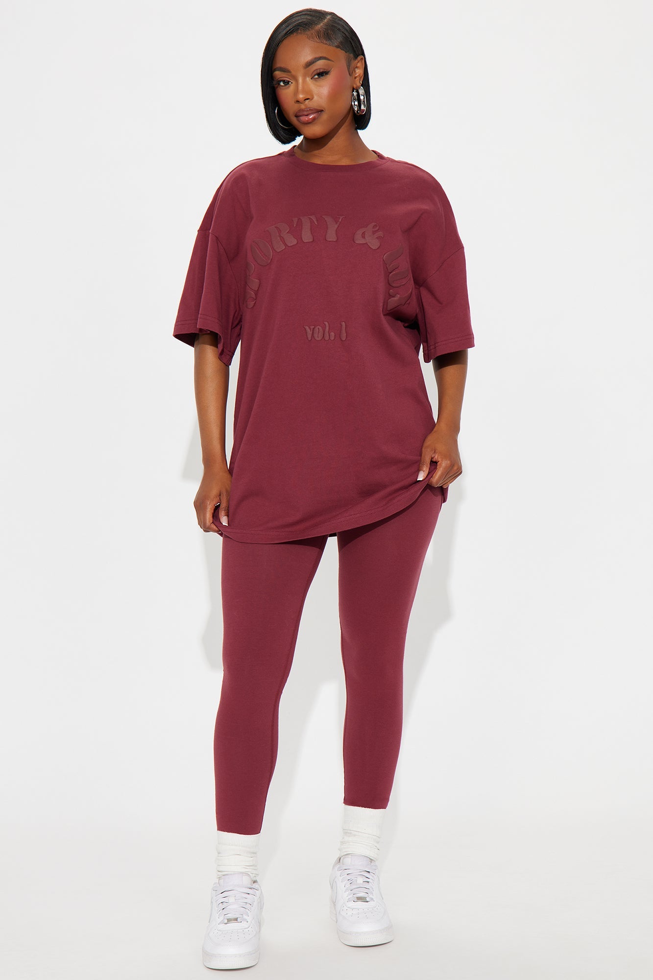 Sporty & Lux Legging Set - Burgundy