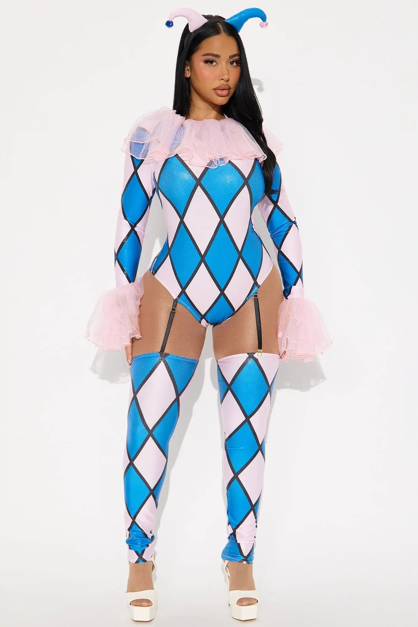 Naughty Jester 3 Piece Costume Set - Blue/combo