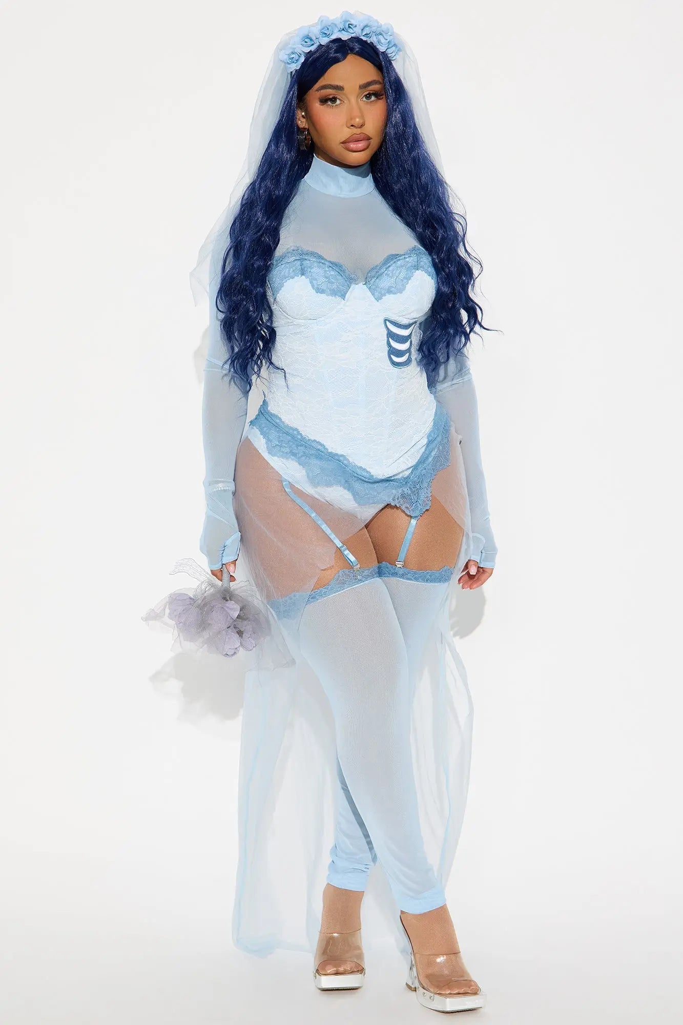 Feeling Blue Corpse Bride 7 Piece Costume Set - Blue