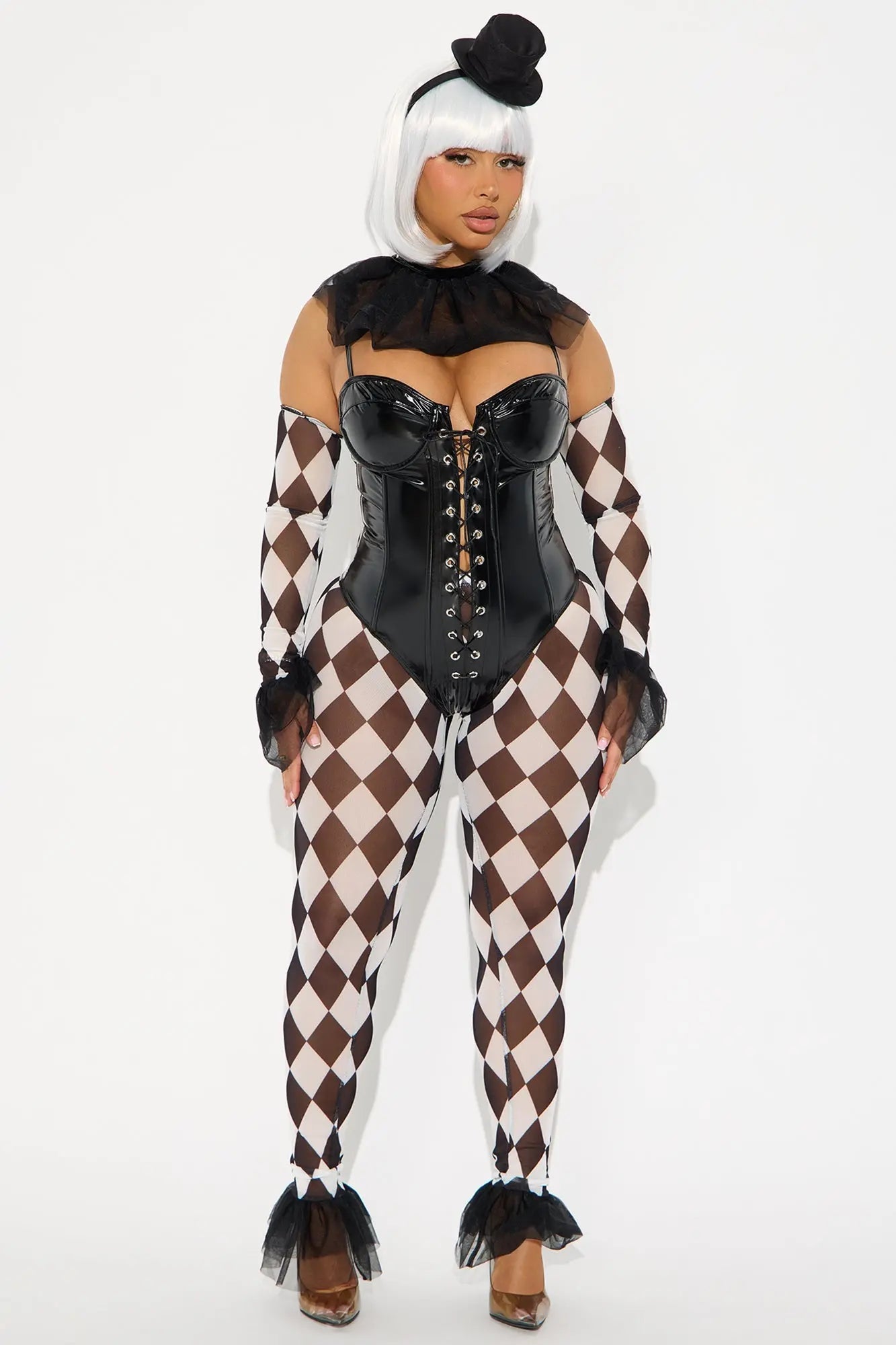 Captivating Clown 6 Piece Costume Set - Black/White
