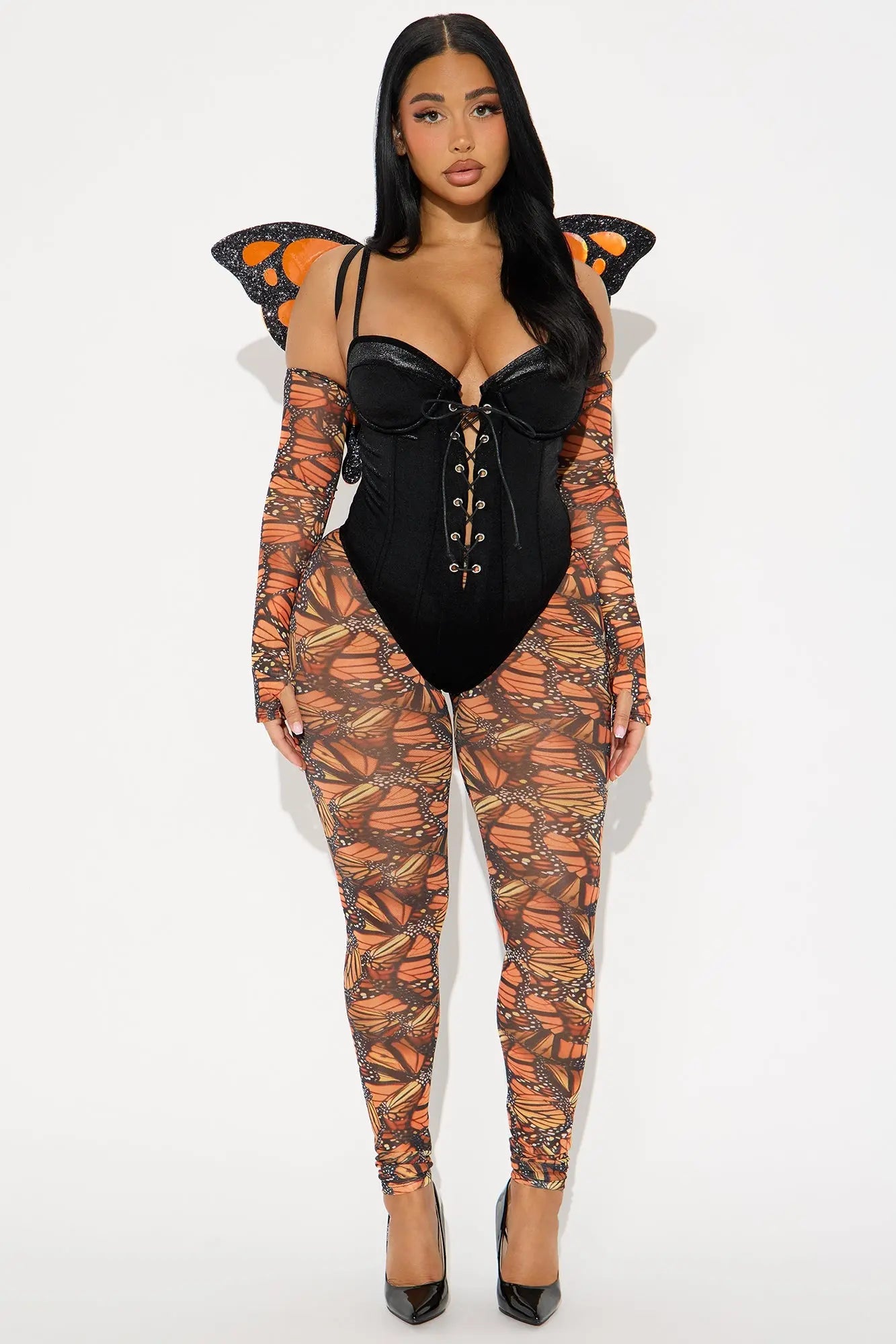 Catch Me If You Can 4 Piece Butterfly Costume Set - Orange/combo