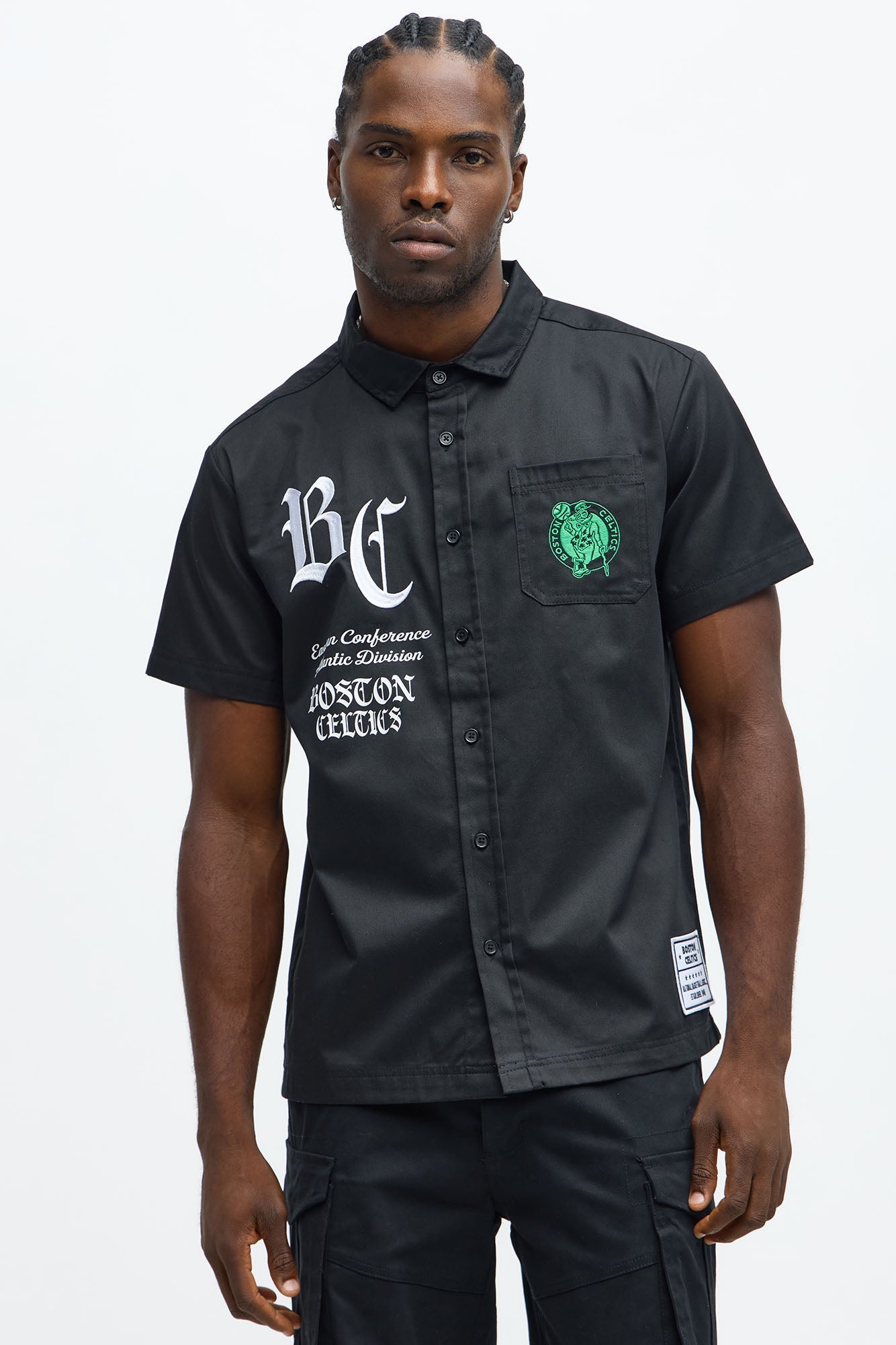 Celtics Regular Fit Button Up Shirt - Black